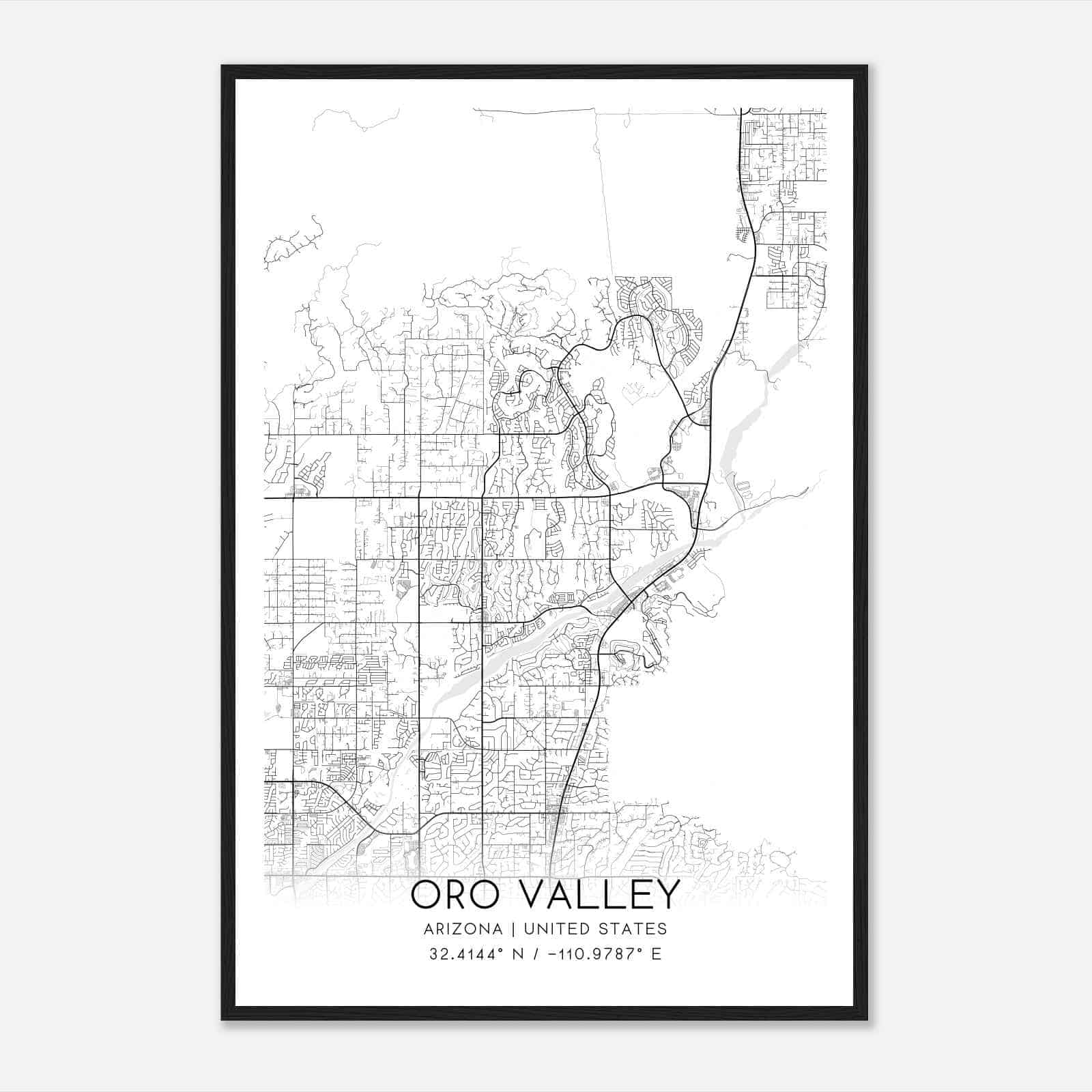 Oro Valley Arizona Map Poster Modern Home Decor Wall Art Print 