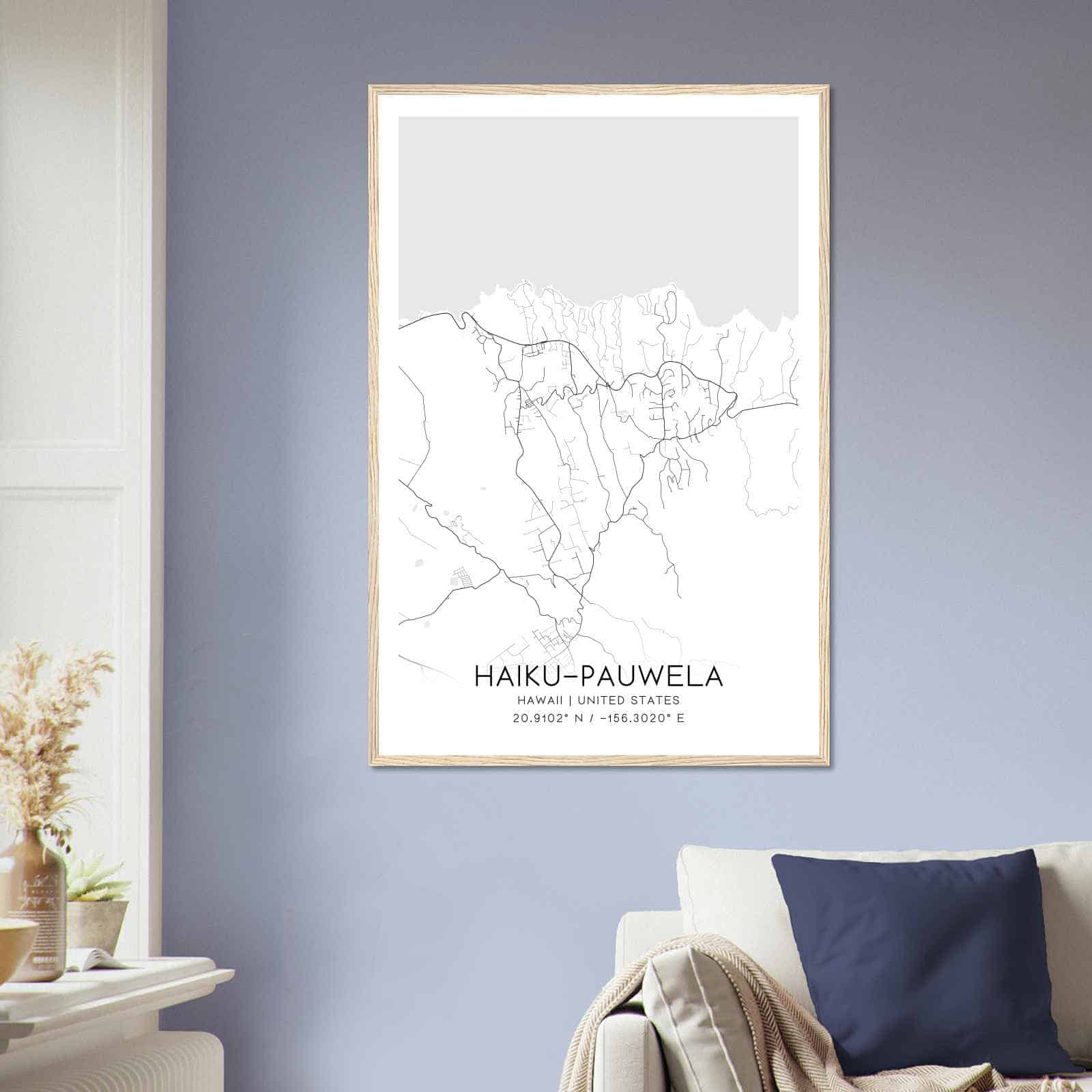 Haiku Pauwela Hawaii Map Poster Modern Home Decor Wall Art Print 