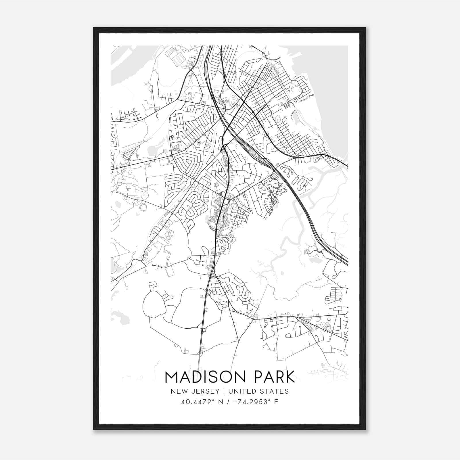 Madison Park New Jersey Map Poster Modern Home Decor Wall Art Print 
