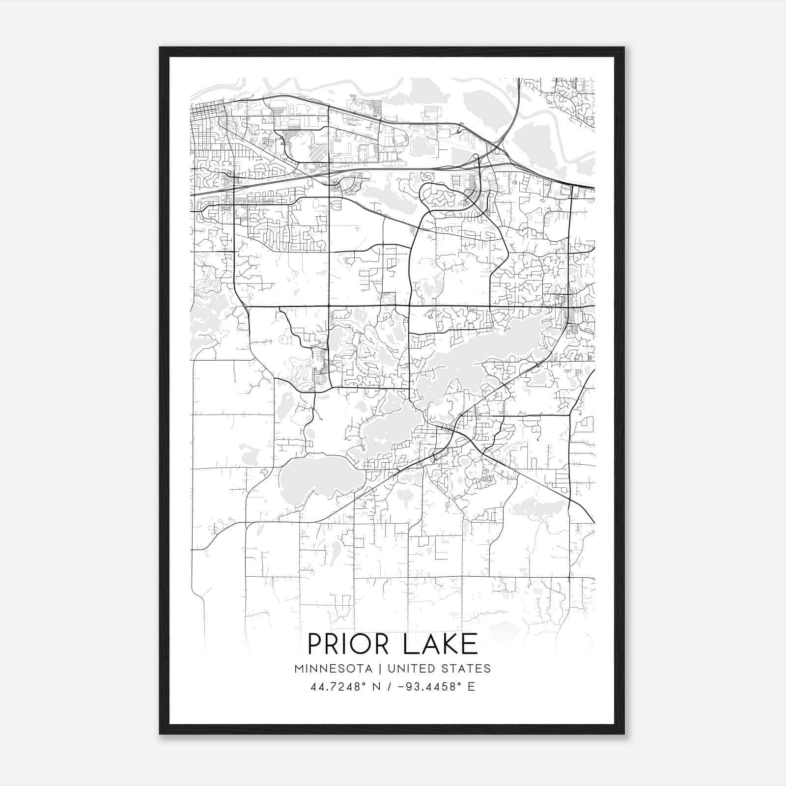 Prior Lake Minnesota Map Poster Modern Home Decor Wall Art Print.