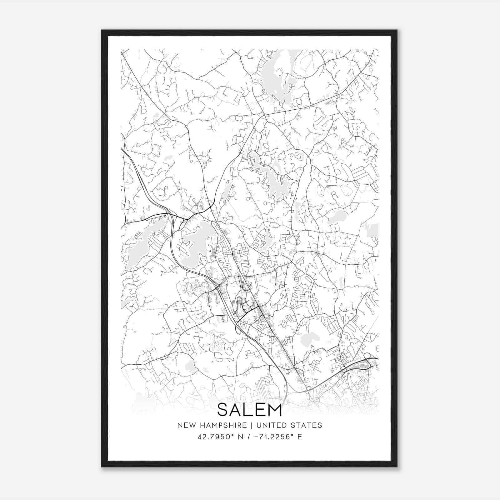 Salem New Hampshire Map Poster Modern Home Decor Wall Art Print 
