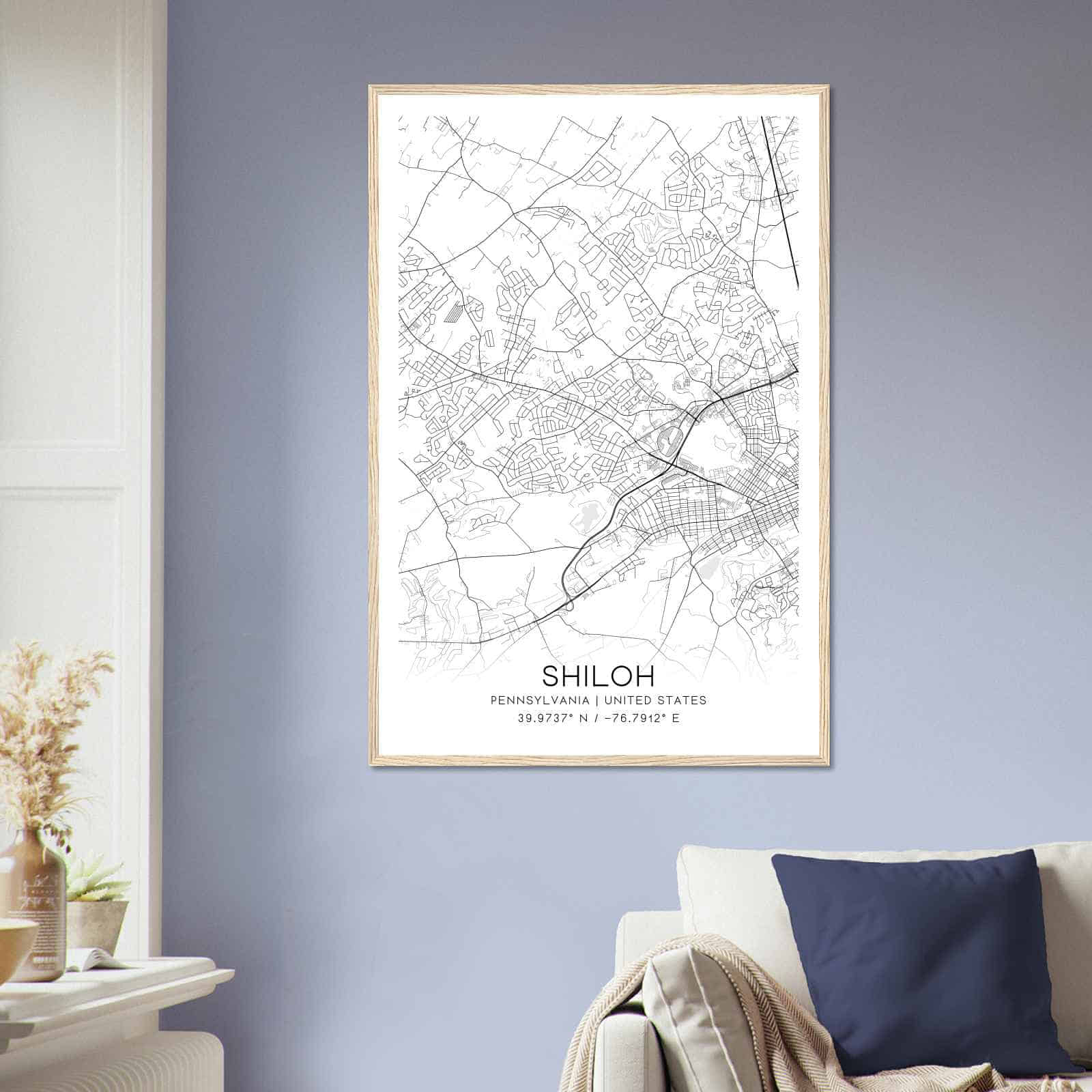Shiloh Map Poster Modern Home Decor Wall Art Print 