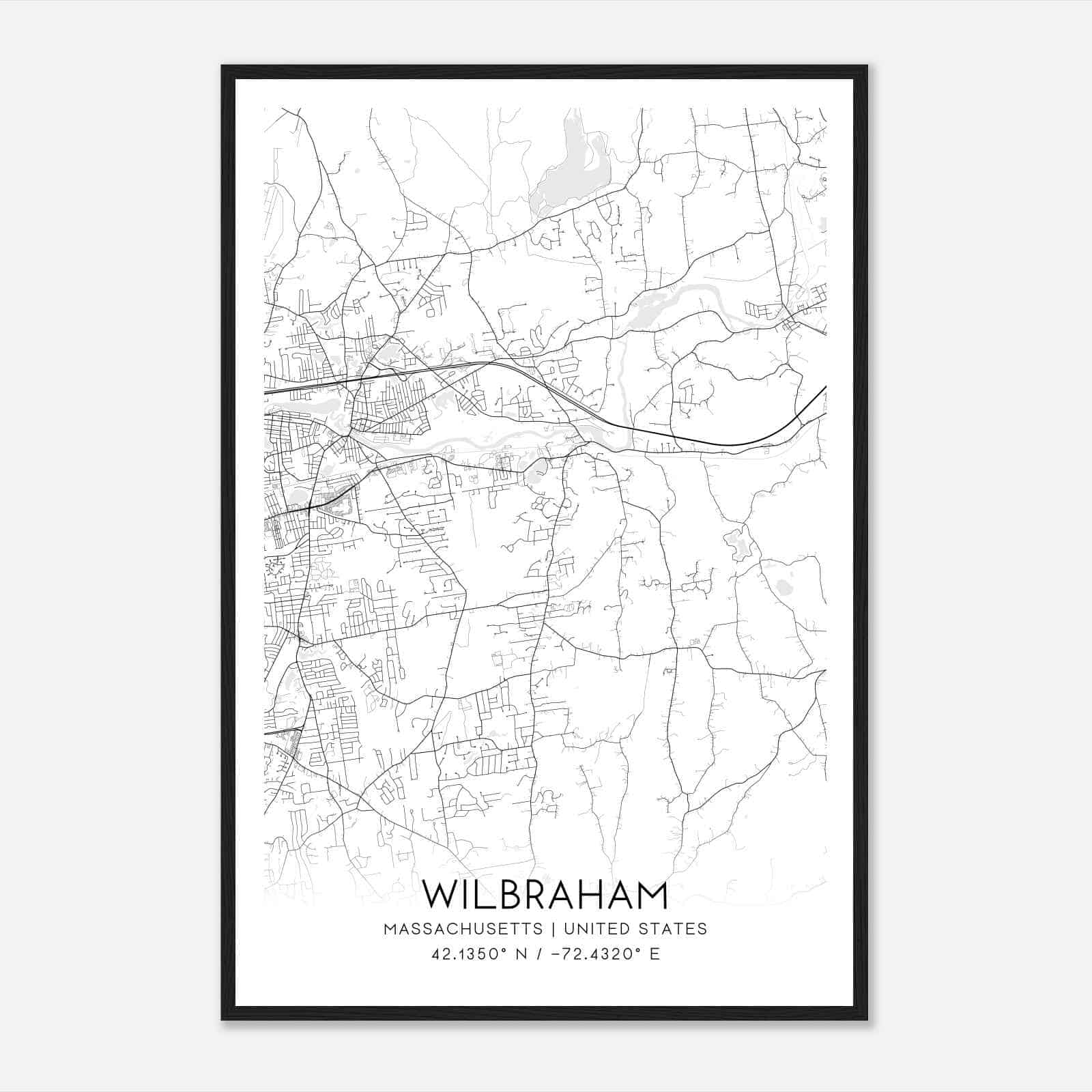 Wilbraham Map Poster Modern Home Decor Wall Art Print 