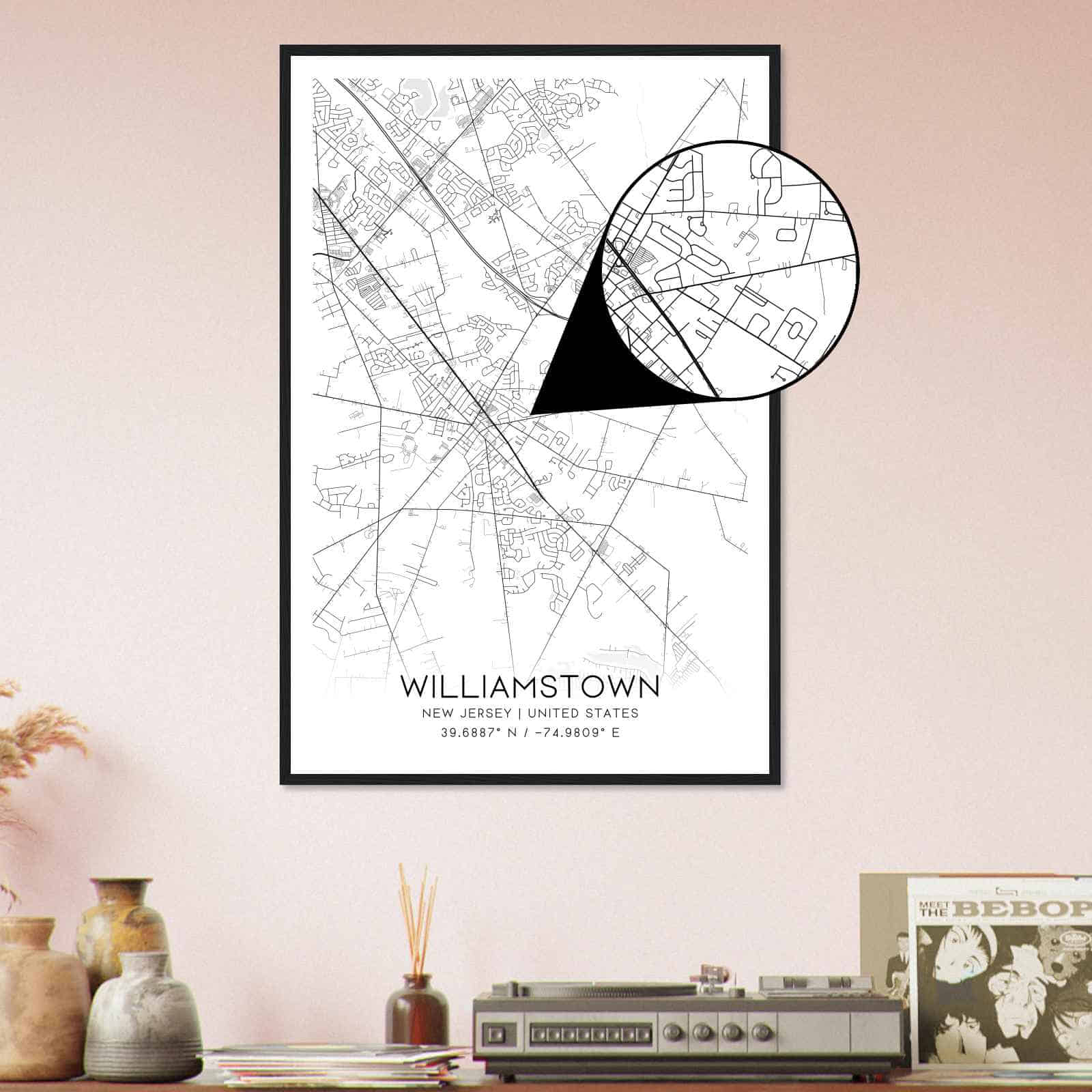 New Jersey Map Poster Modern Home Decor Wall Art Print 