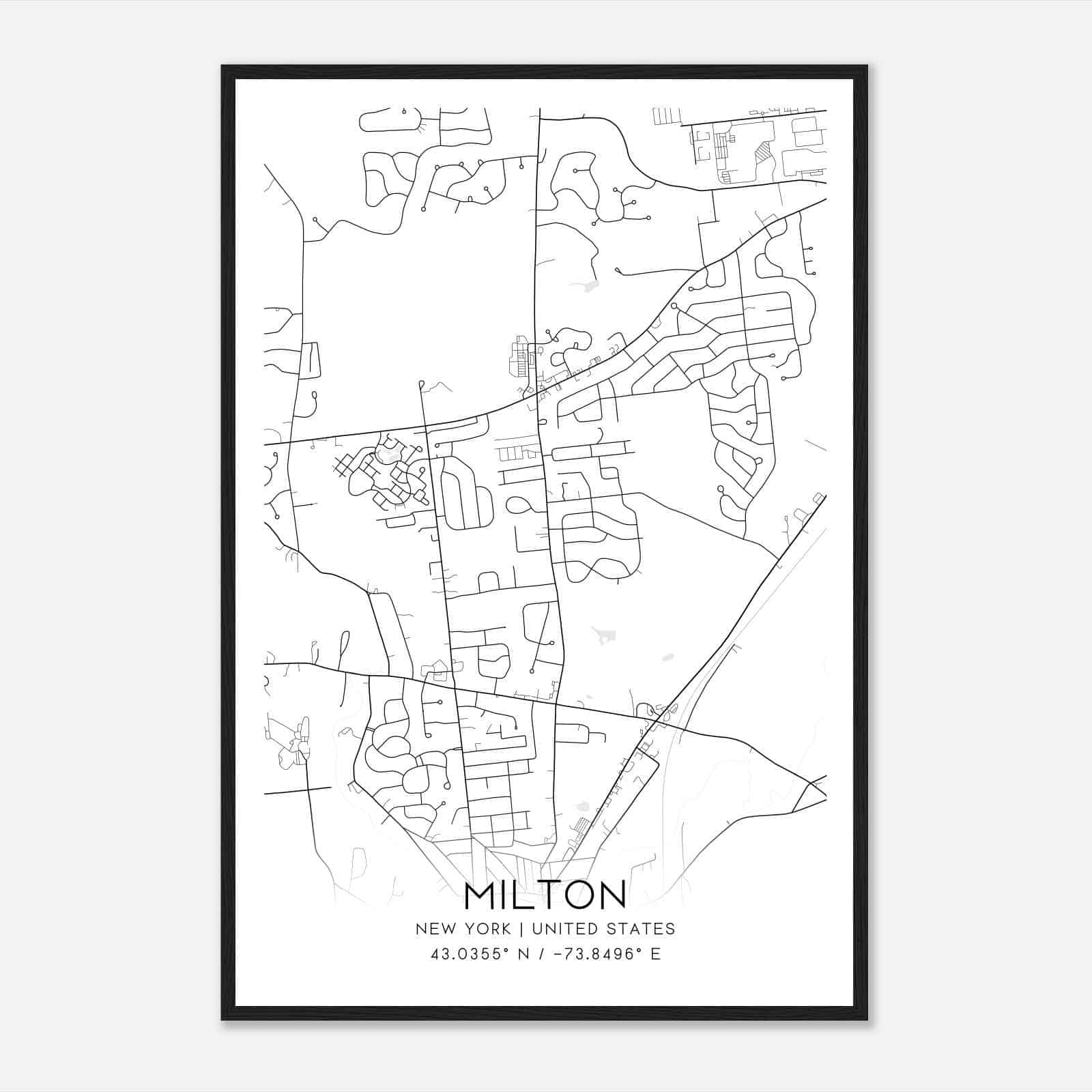 Milton New York Map Poster Modern Home Decor Wall Art Print Custom.