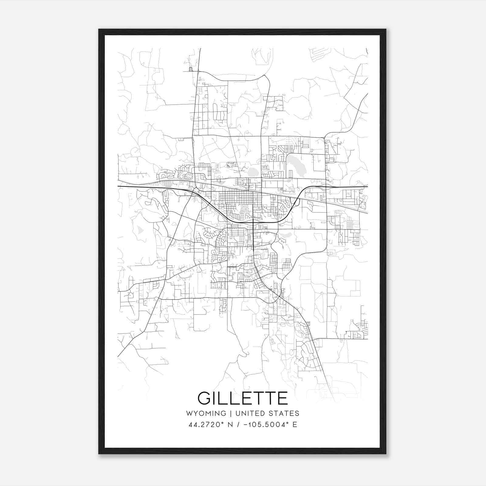 Gillette Wyoming Map Poster Modern Home Decor Wall Art Print Custom 