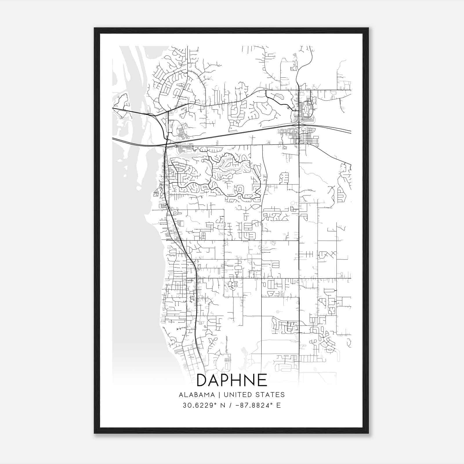 Daphne Alabama Map Poster Modern Home Decor Wall Art Print Custom 
