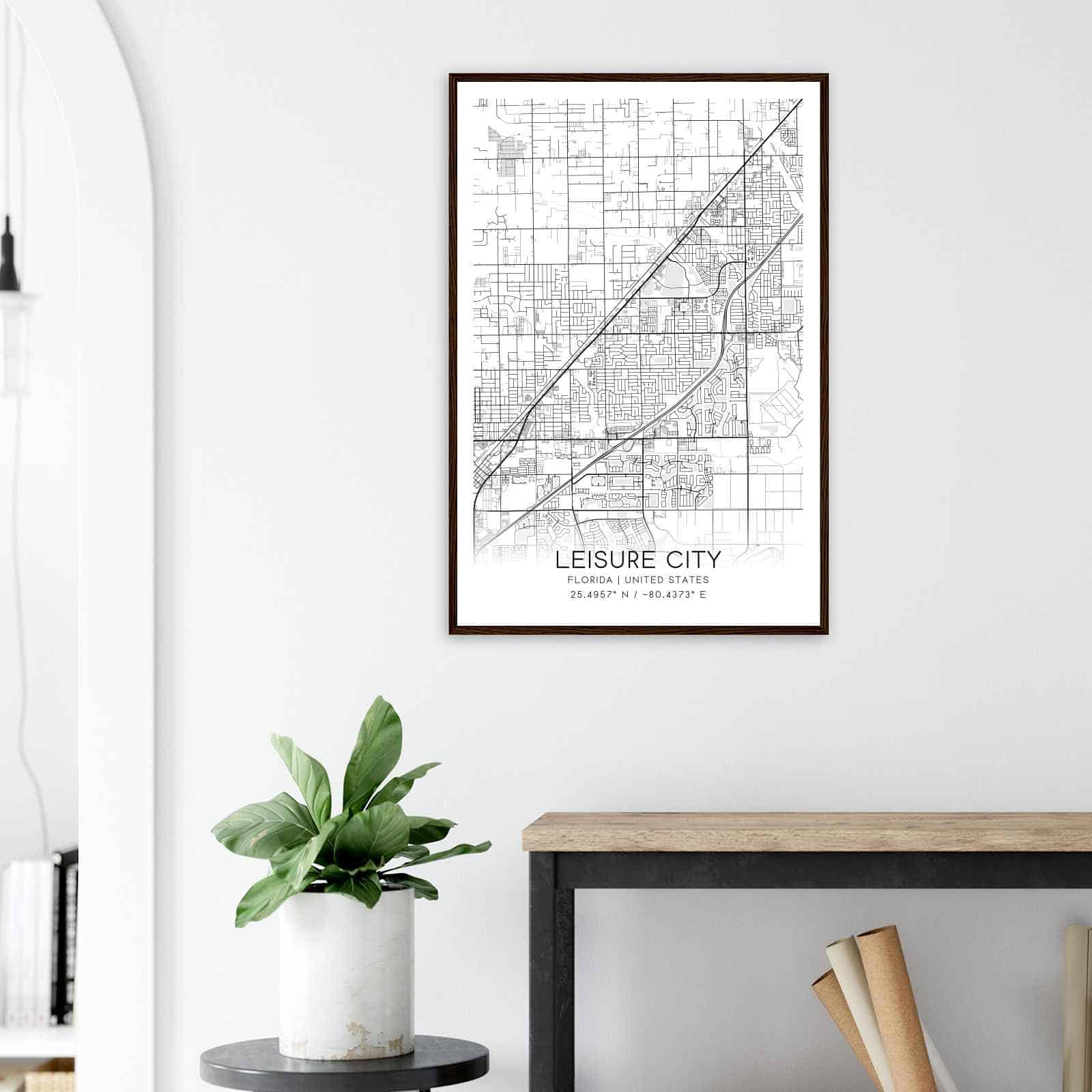 Leisure City Florida Map Poster Modern Home Decor Wall Art Print.