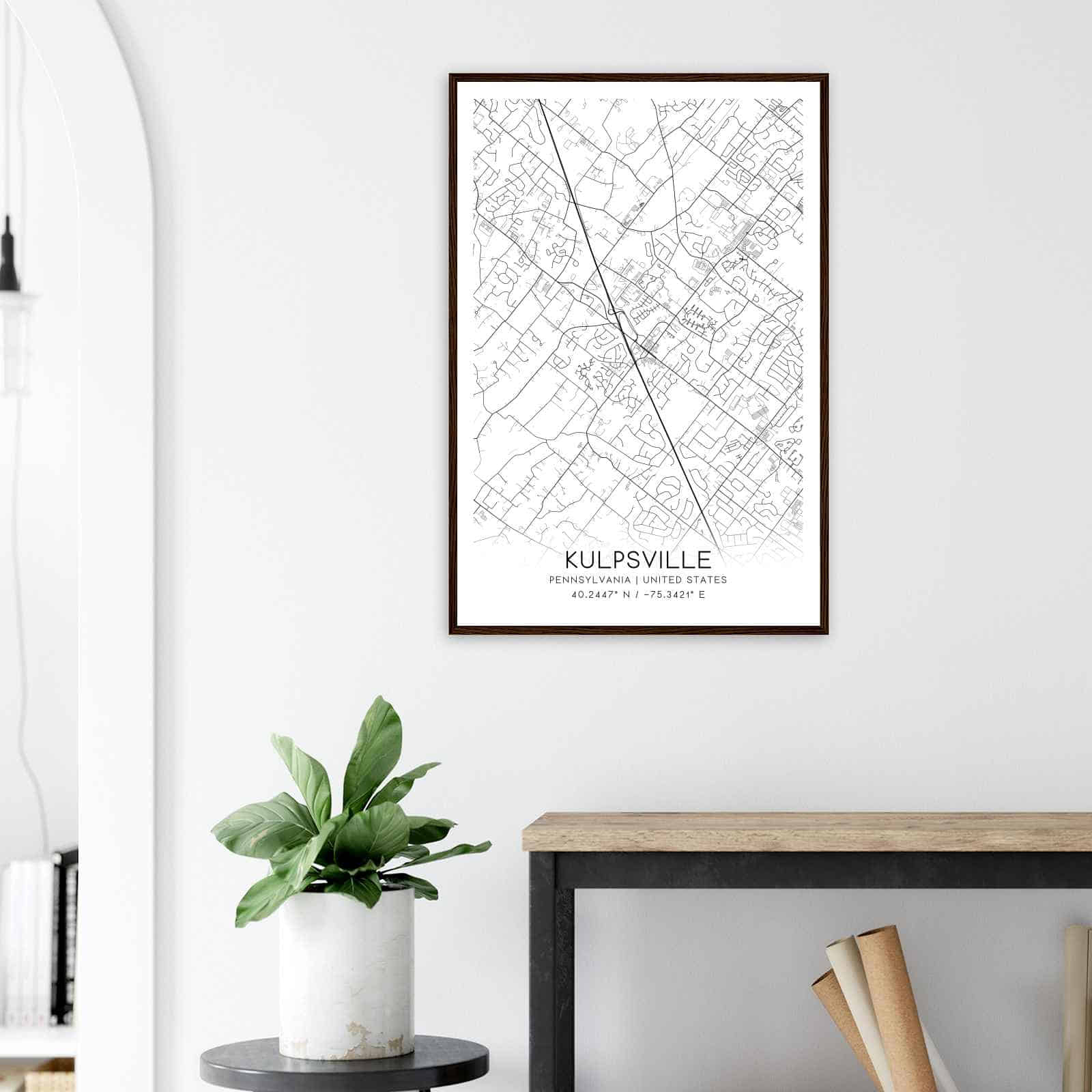 Kulpsville Map Poster Modern Home Decor Wall Art Print 