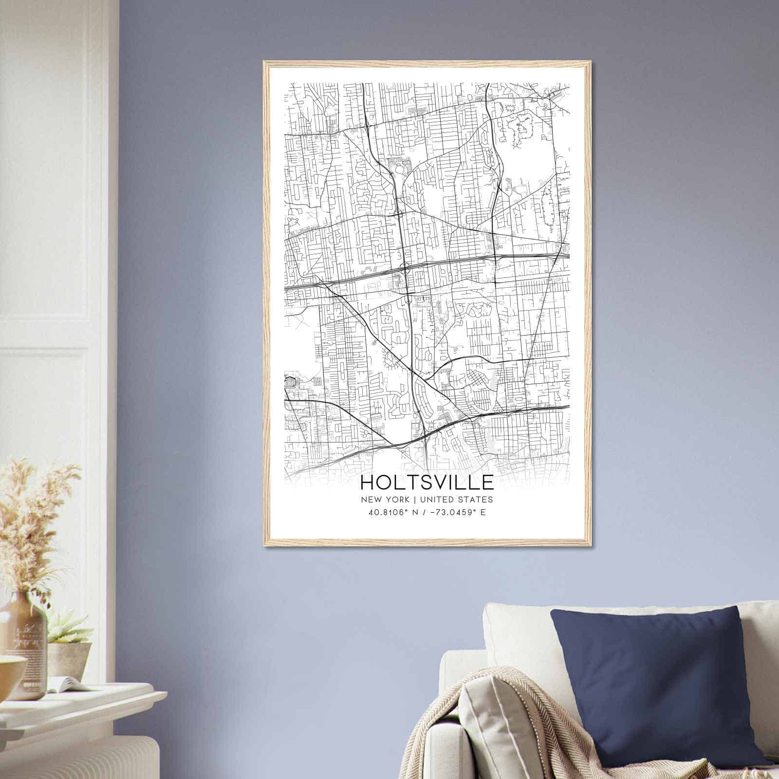 Holtsville New York Map Poster Modern Home Decor Wall Art Print 