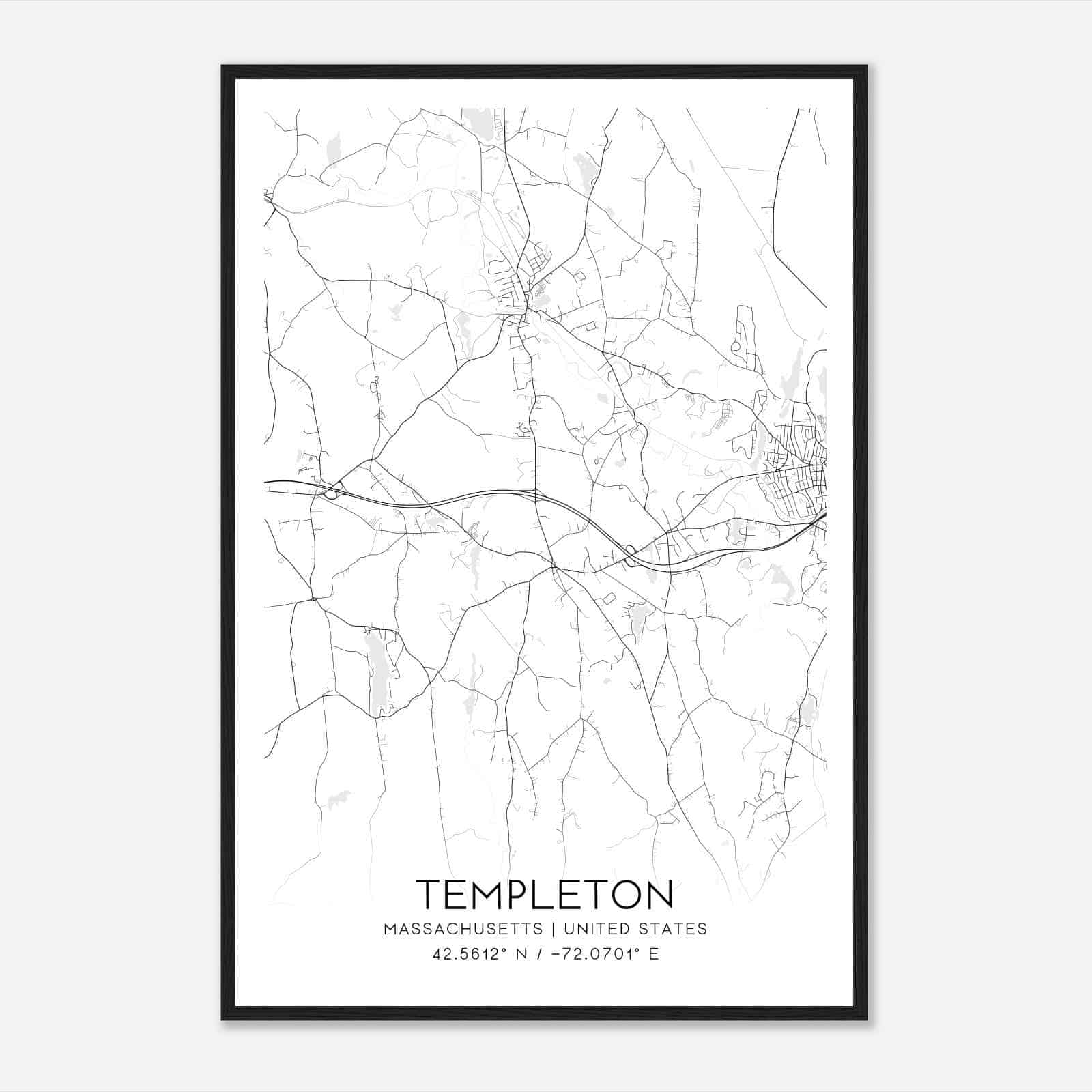 Templeton Map Poster Modern Home Decor Wall Art Print 