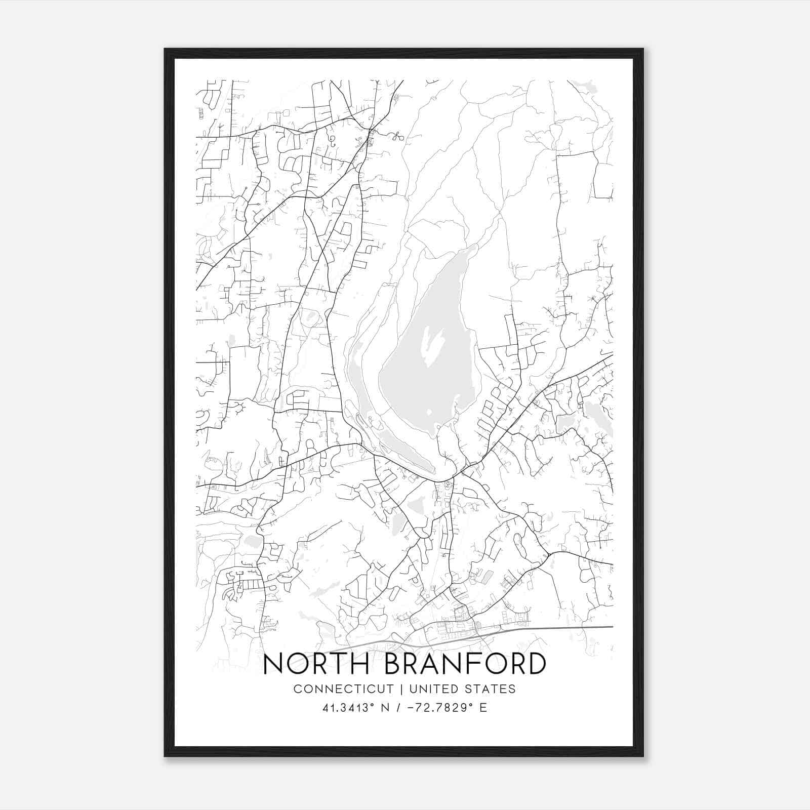 North Branford Connecticut Map Poster Modern Home Decor Wall Art Print 