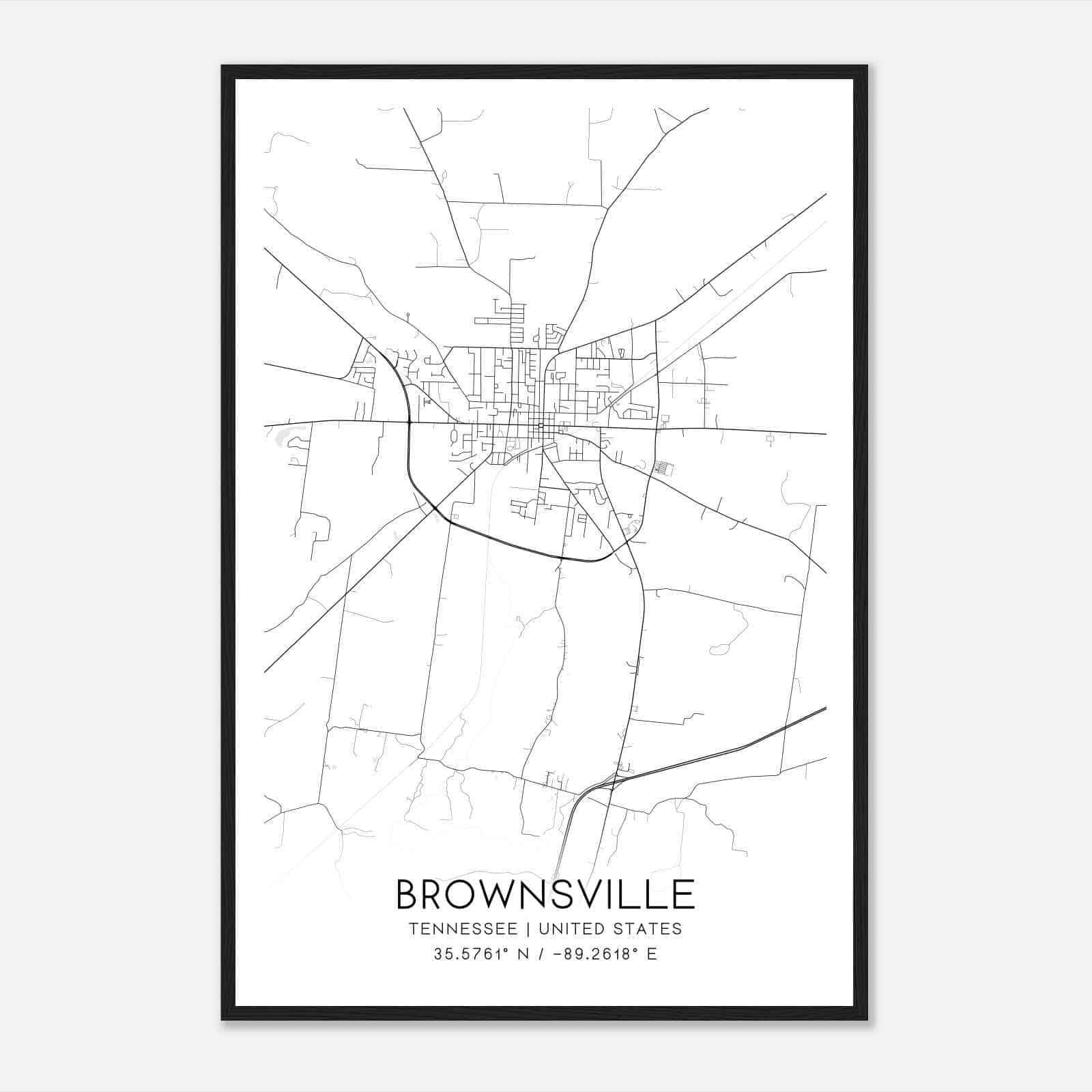 Brownsville Tennessee Map Poster Modern Home Decor Wall Art Print 