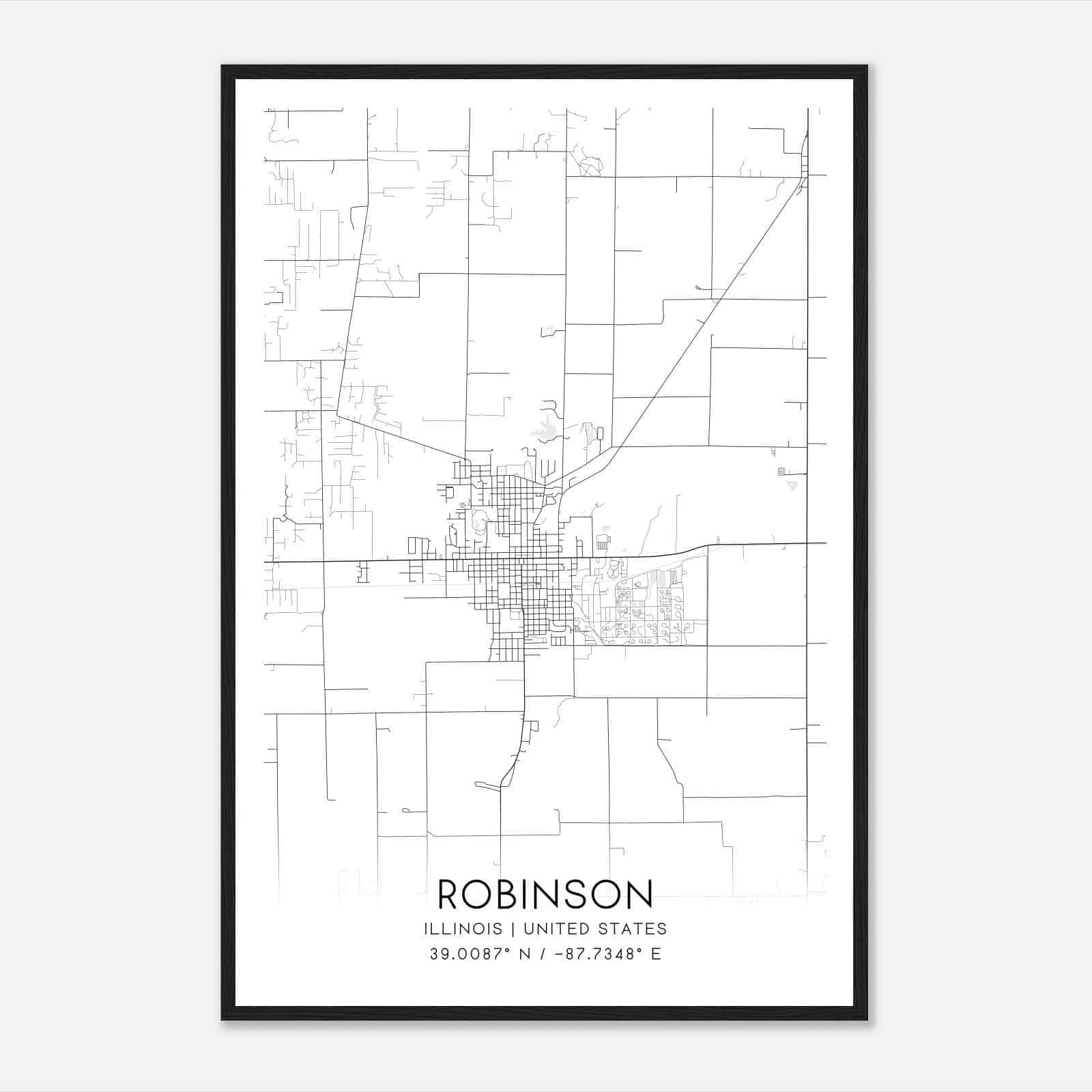 Robinson Illinois Map Poster Modern Home Decor Wall Art Print Custom 