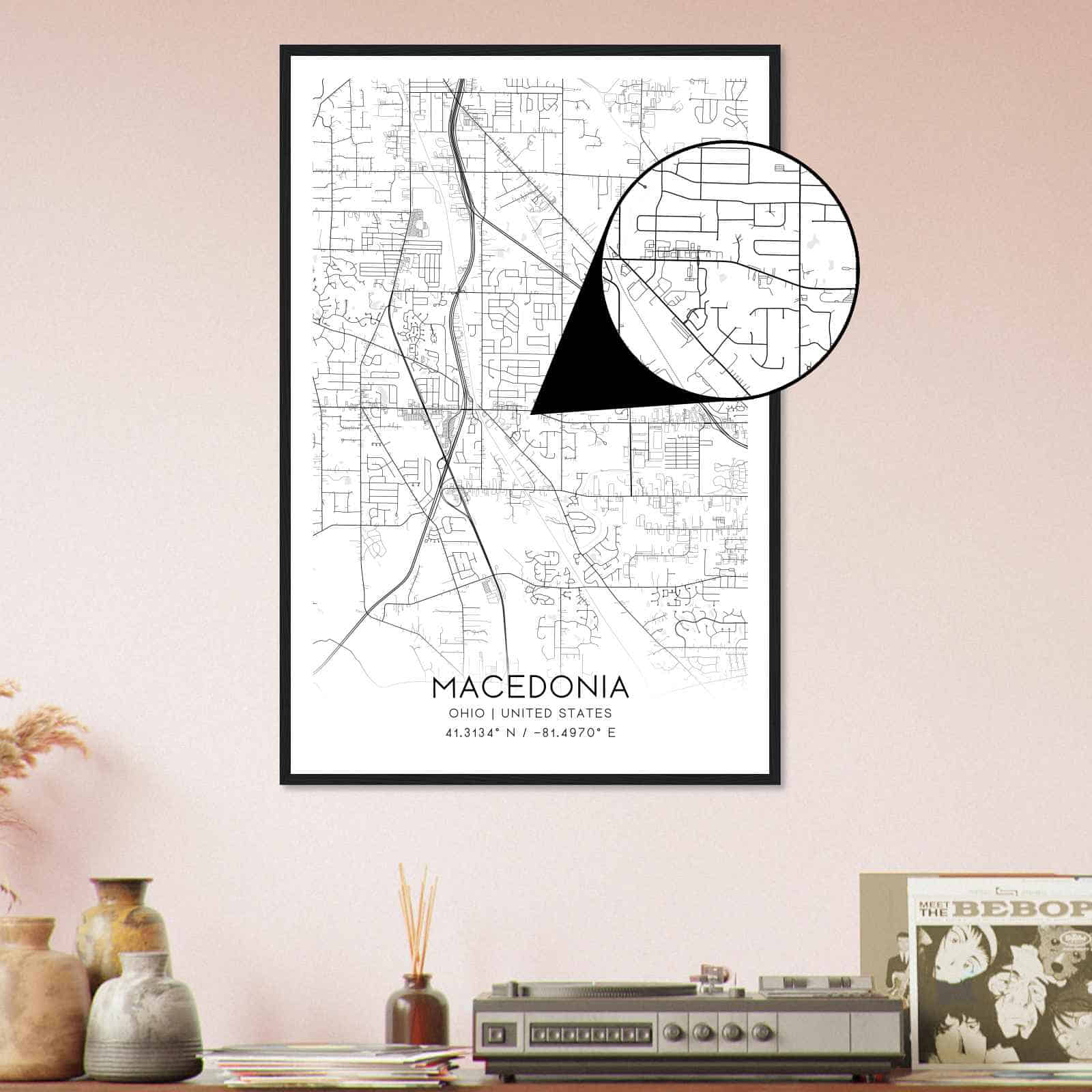 Macedonia Ohio Map Poster Modern Home Decor Wall Art Print Custom 