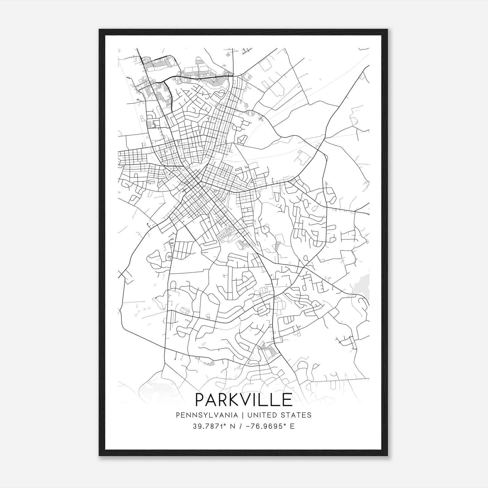 Parkville Map Poster Modern Home Decor Wall Art Print 