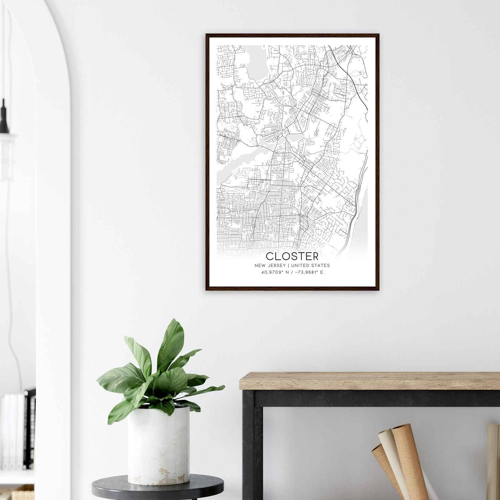 Closter New Jersey Map Poster Modern Home Decor Wall Art Print 