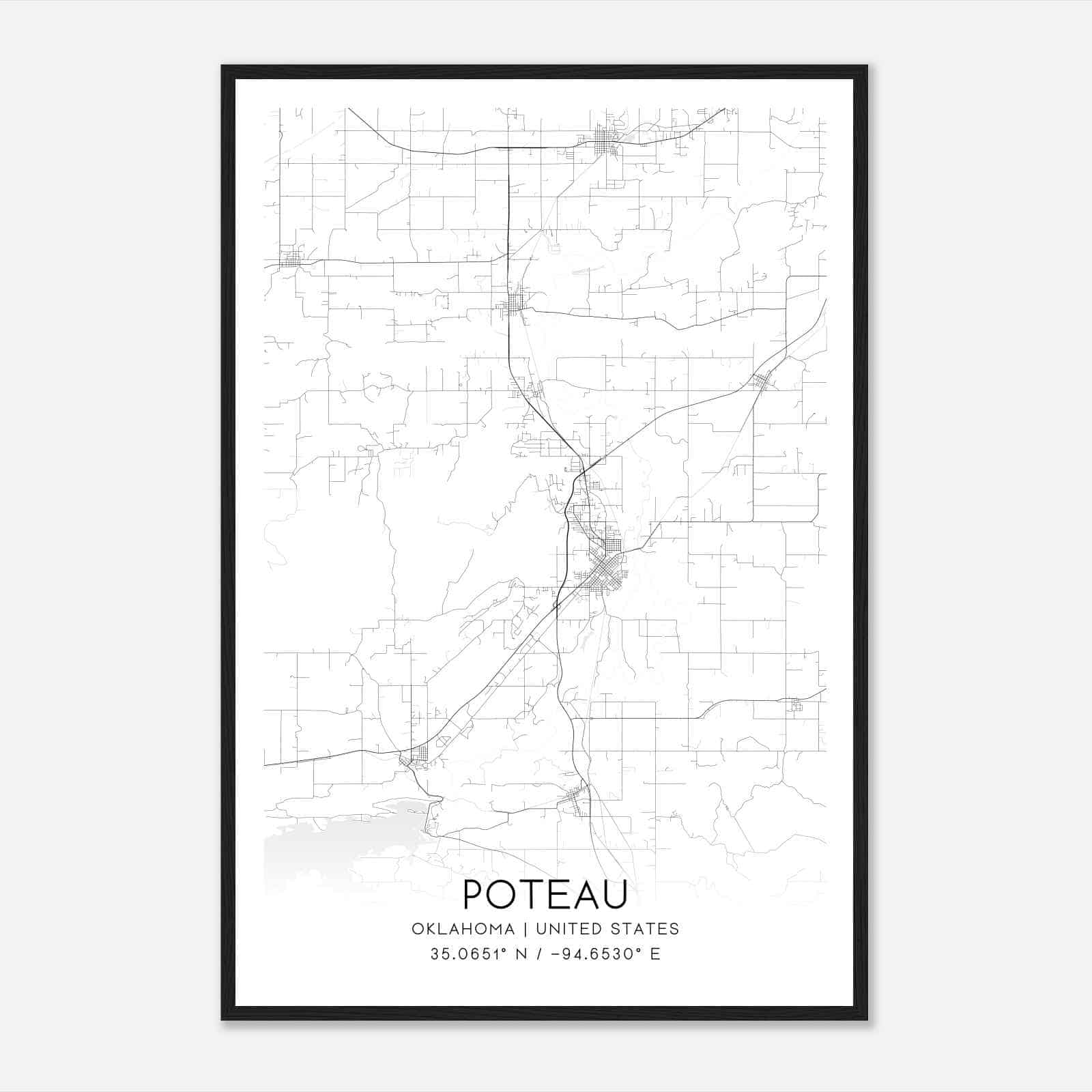Poteau Oklahoma Map Poster Modern Home Decor Wall Art Print Custom 