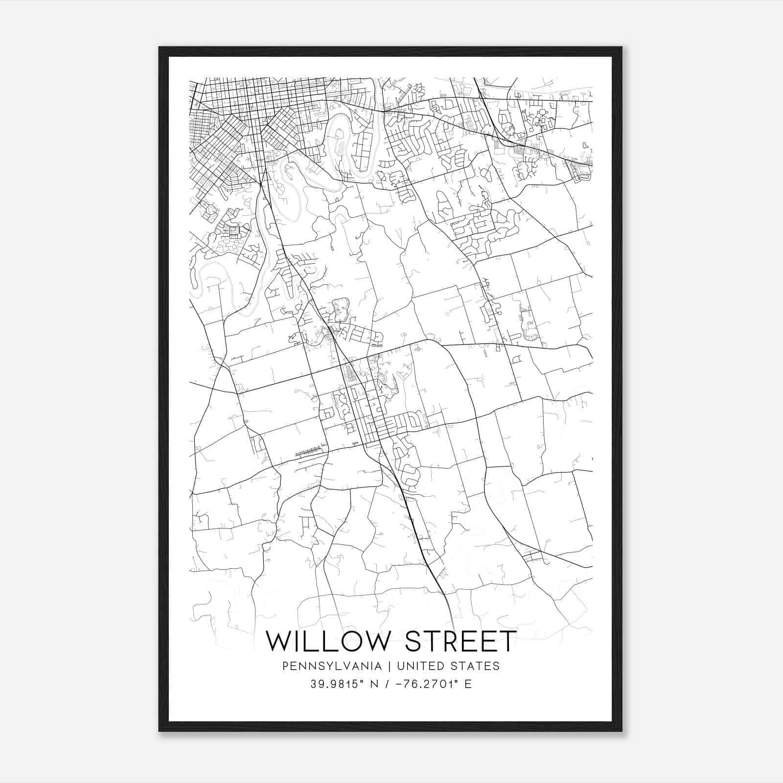 Willow Street Map Poster Modern Home Decor Wall Art Print 