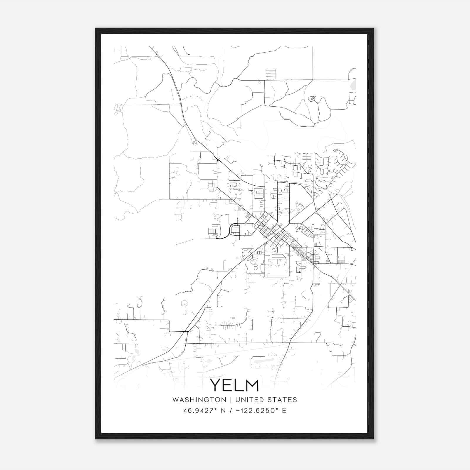 Yelm Washington Map Poster Modern Home Decor Wall Art Print Custom 