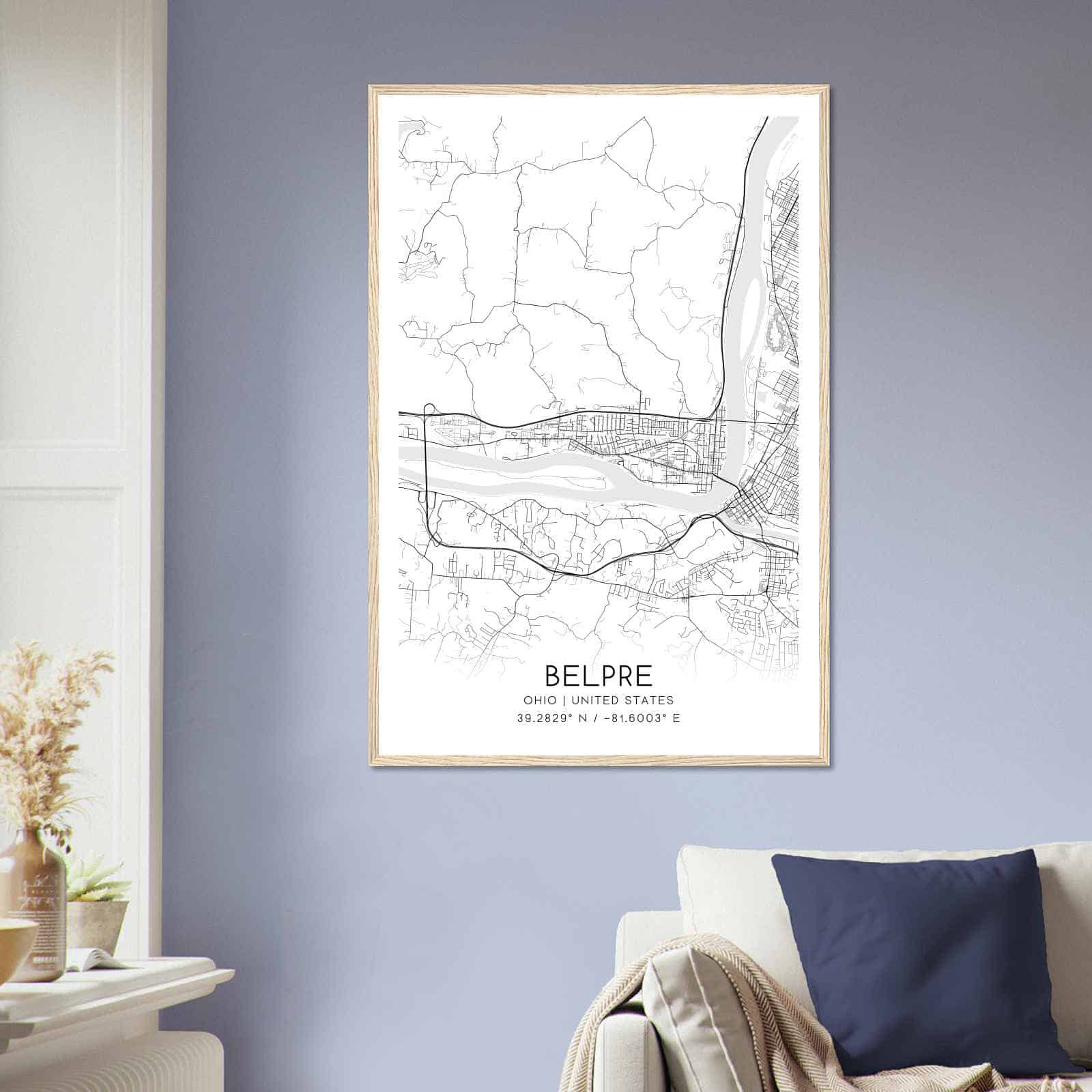 Belpre Ohio Map Poster Modern Home Decor Wall Art Print Custom Maps 