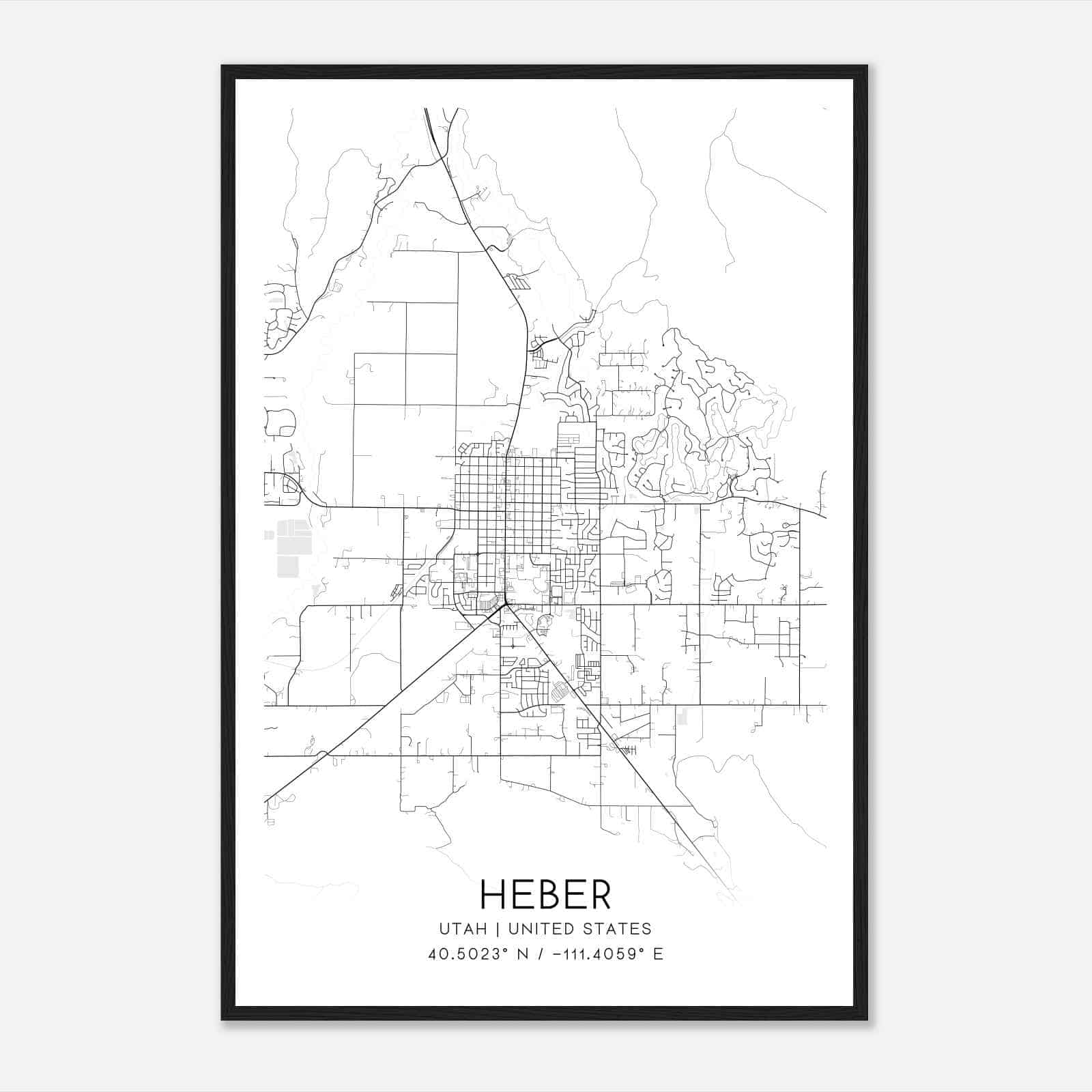 Heber Utah Map Poster Modern Home Decor Wall Art Print Custom Maps 