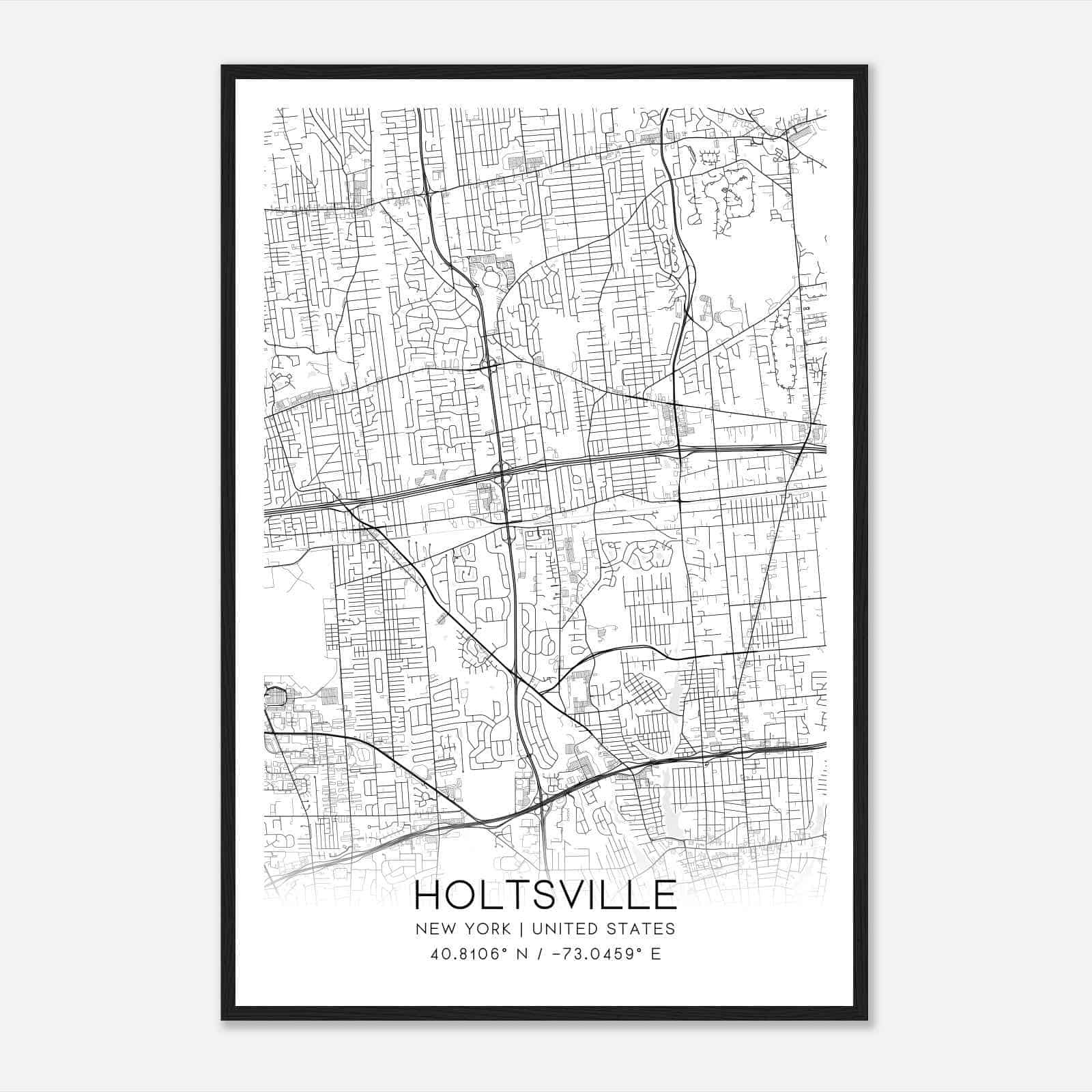 Holtsville New York Map Poster Modern Home Decor Wall Art Print 