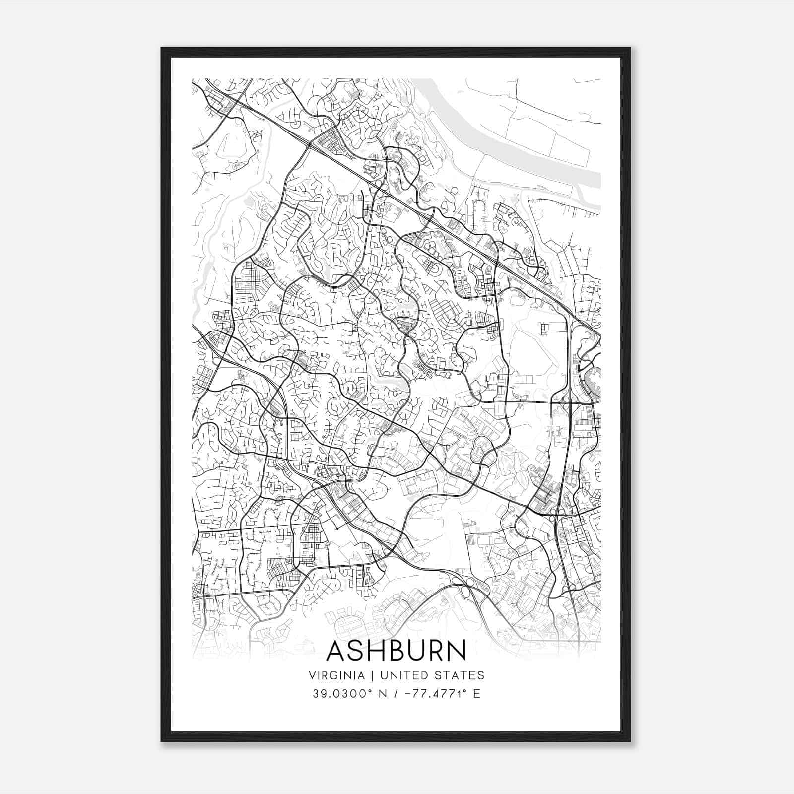 Ashburn Virginia Map Poster Modern Home Decor Wall Art Print Custom 