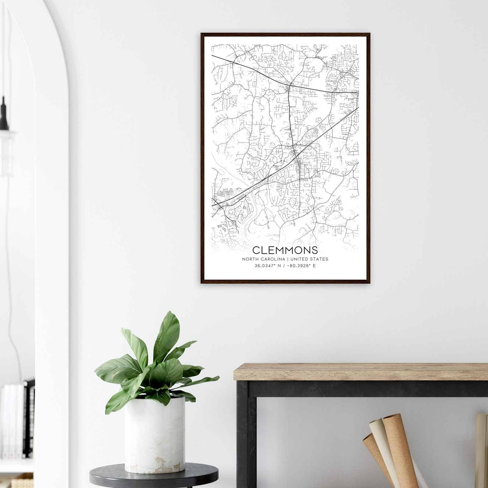 Clemmons North Carolina Map Poster Modern Home Decor Wall Art Print 