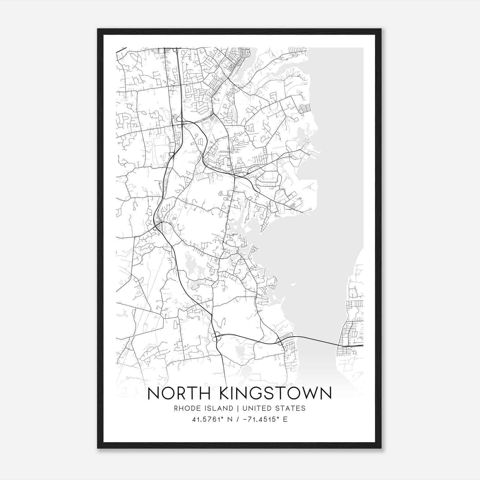 North Kingstown Rhode Island Map Poster Modern Home Decor Wall Art.