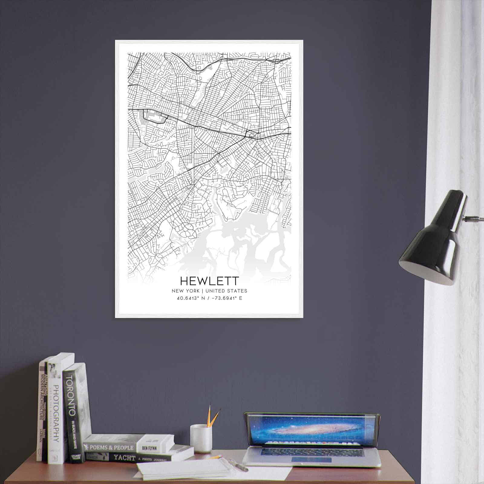 Hewlett New York Map Poster Modern Home Decor Wall Art Print Custom 
