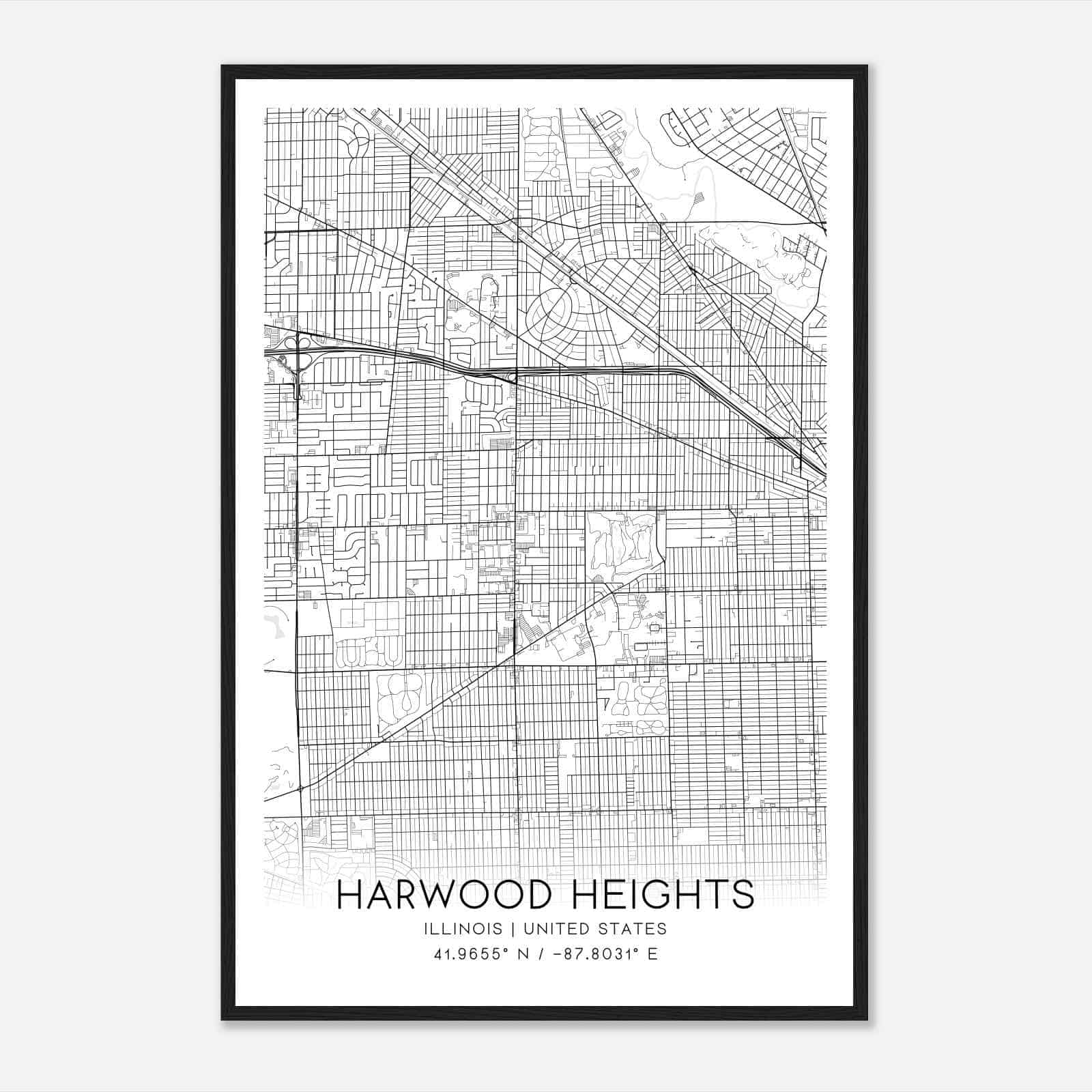 Custom Harwood Heights United States Map Poster Mapmory 