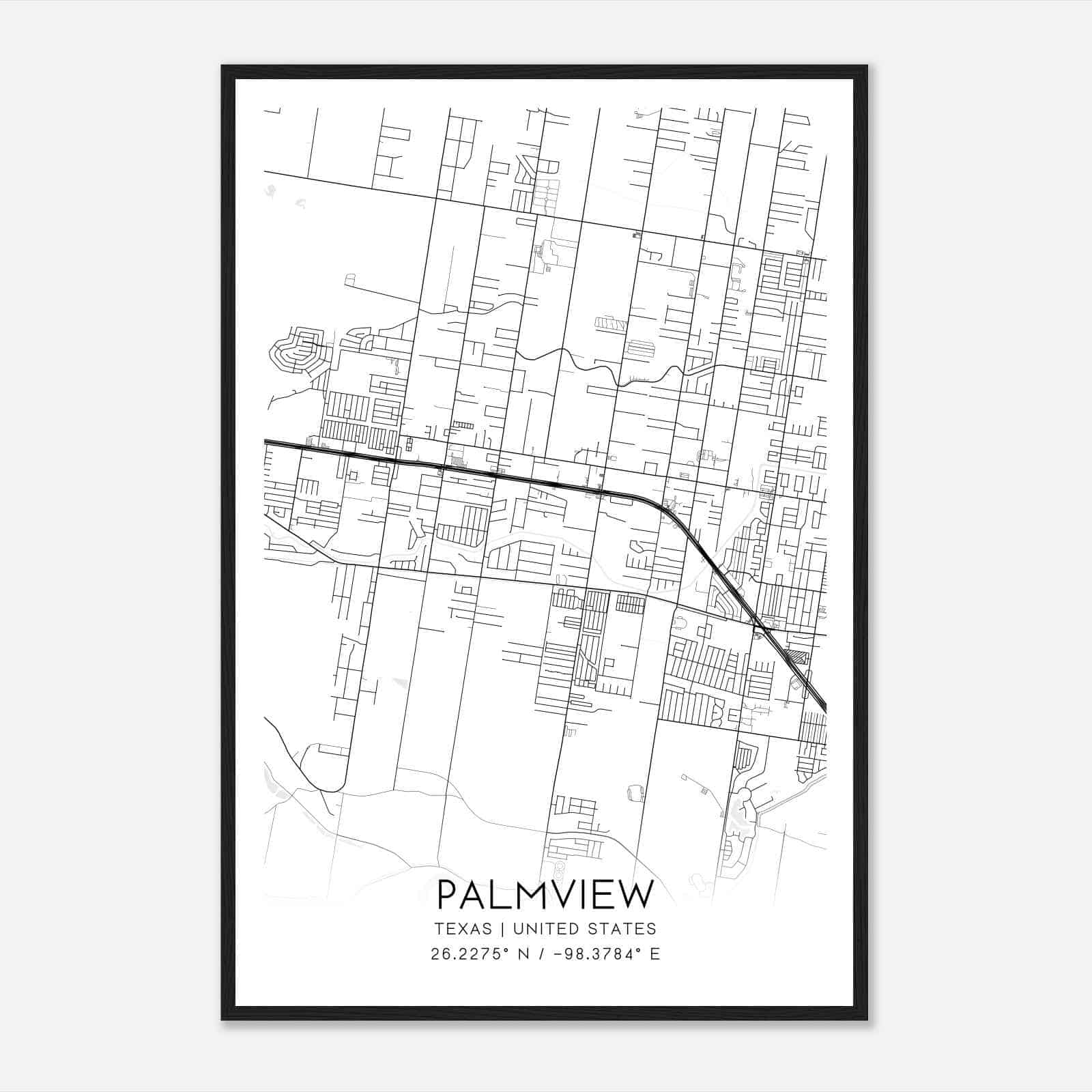 Palmview Texas Map Poster Modern Home Decor Wall Art Print Custom 