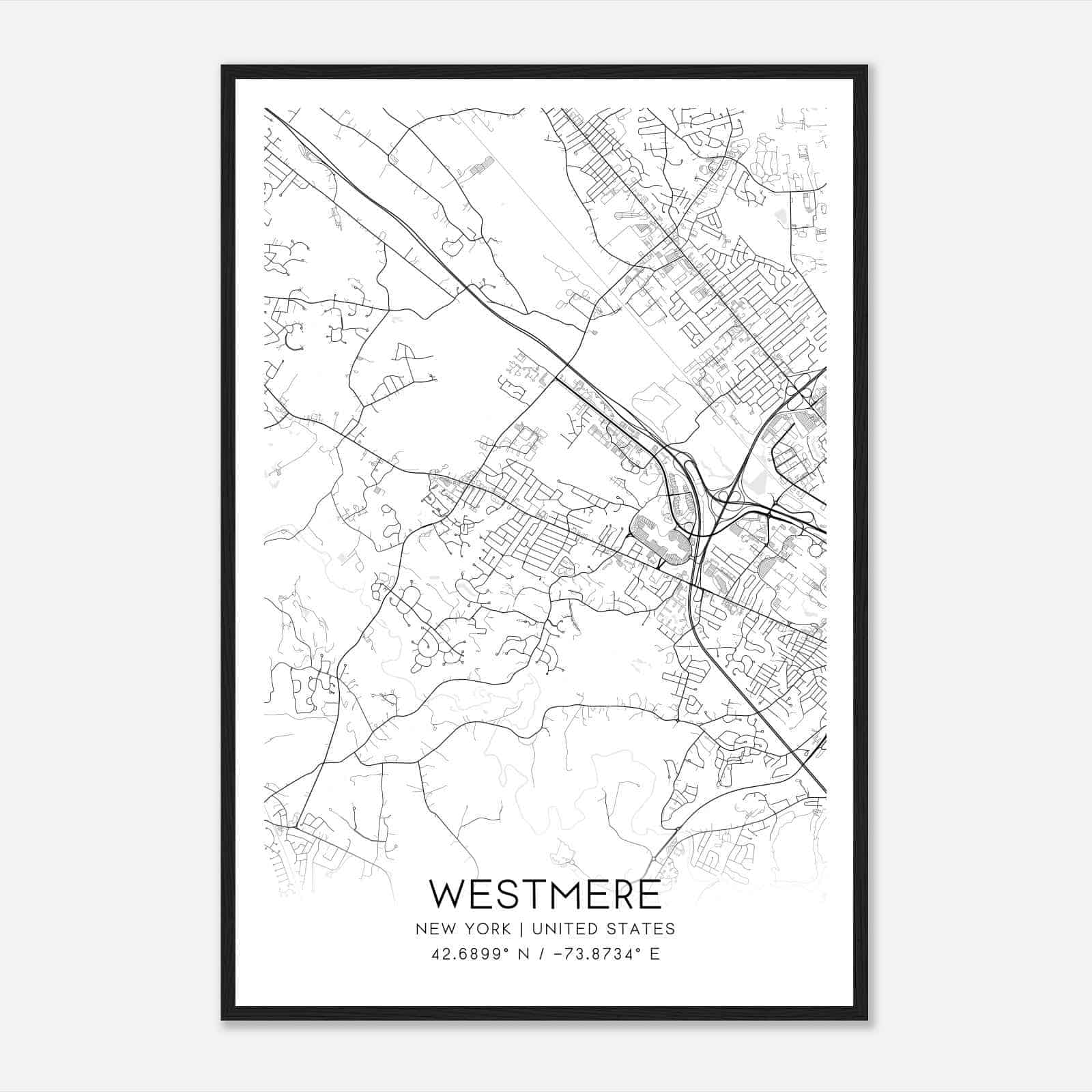 Westmere New York Map Poster Modern Home Decor Wall Art Print Custom.