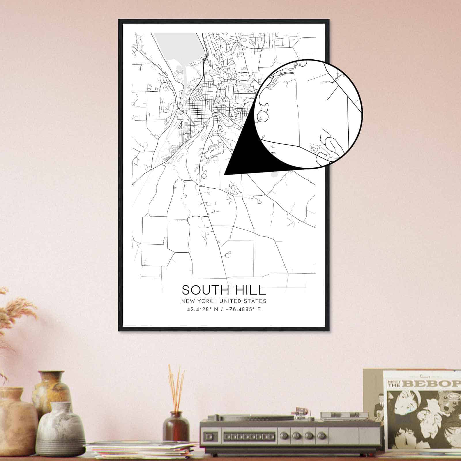 South Hill New York Map Poster Modern Home Decor Wall Art Print 