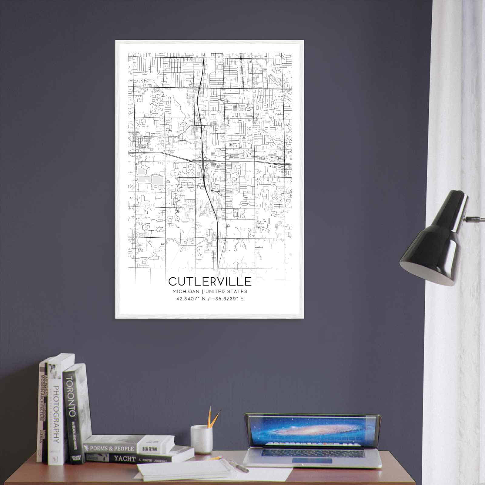 Cutlerville Michigan Map Poster Modern Home Decor Wall Art Print 