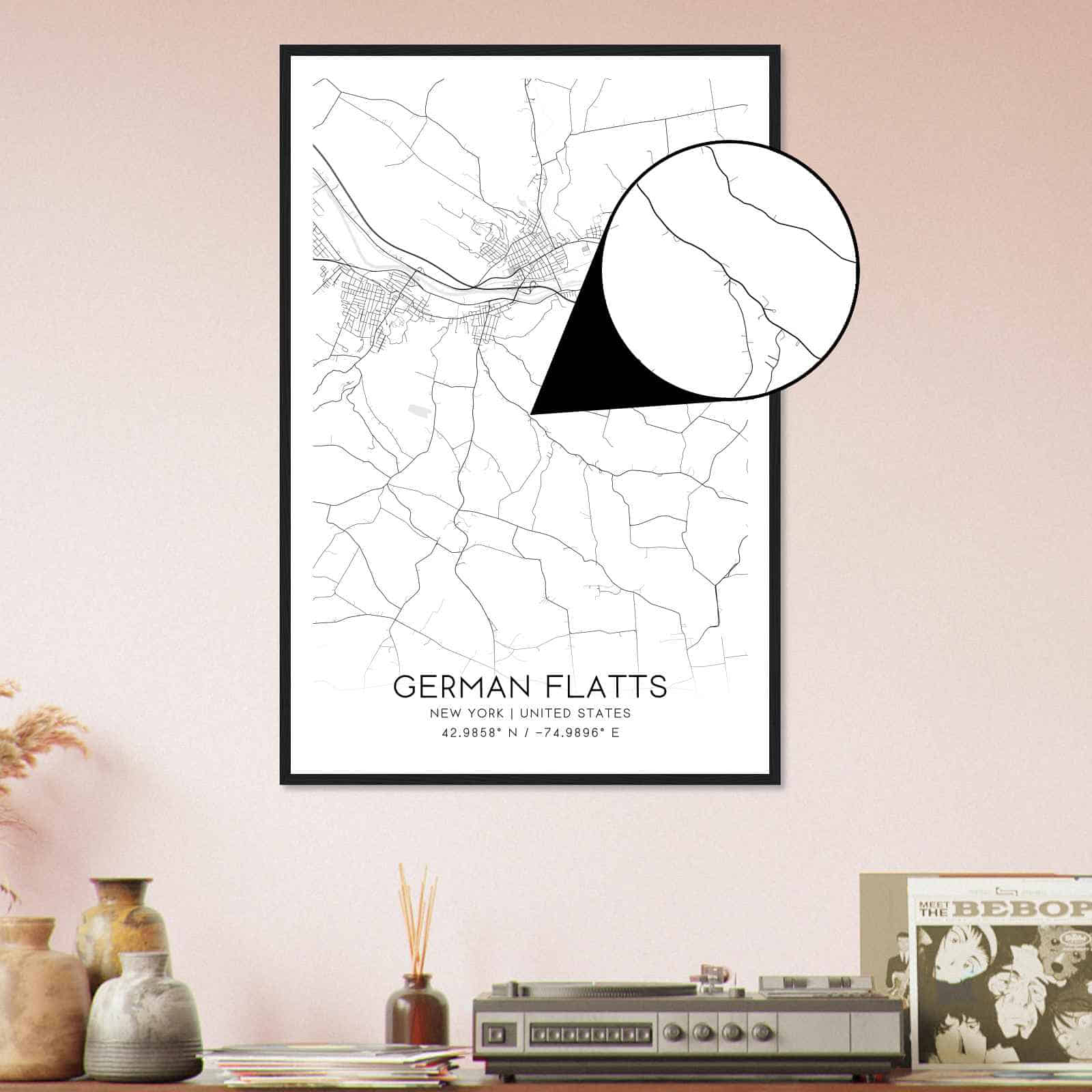 German Flatts New York Map Poster Modern Home Decor Wall Art Print 