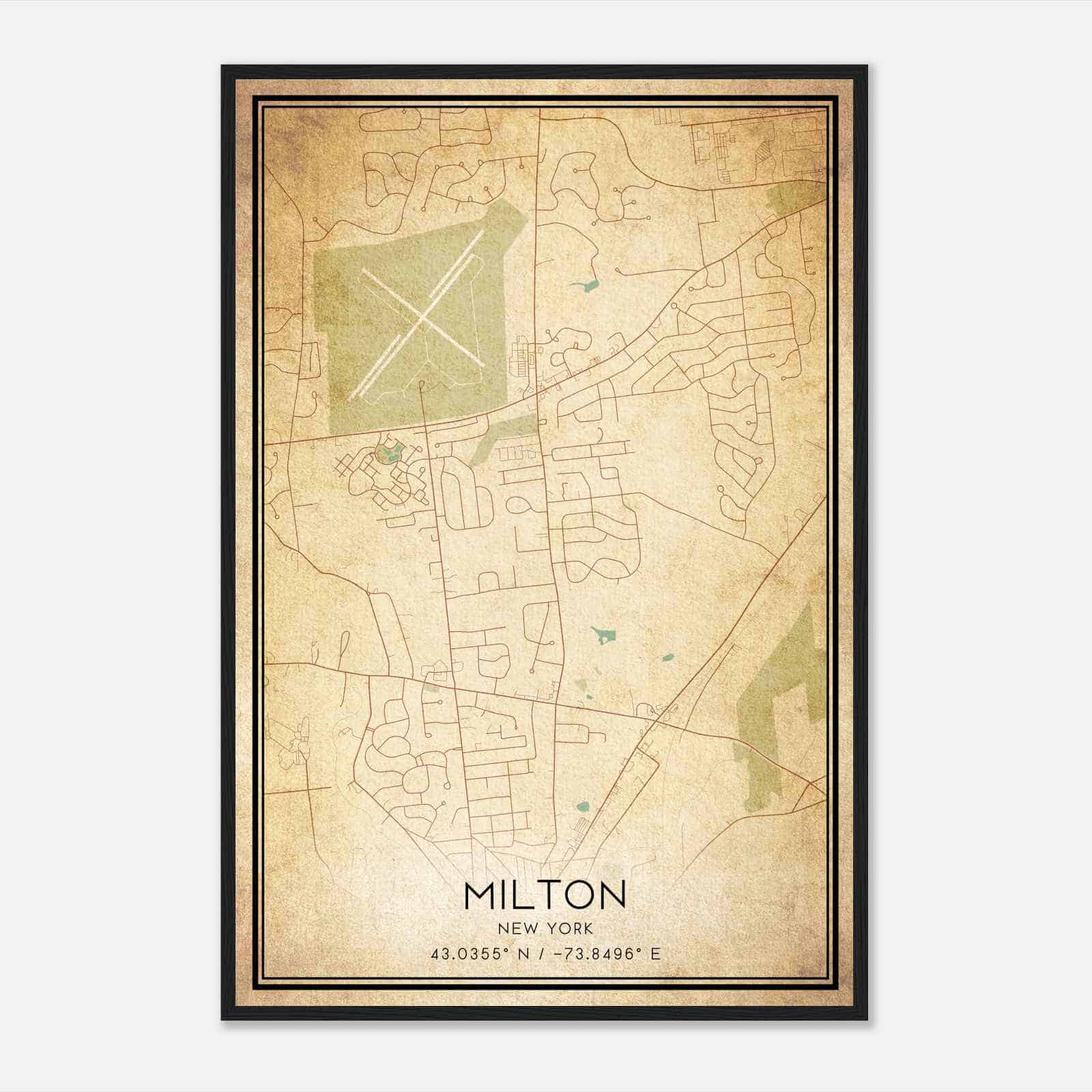Vintage Milton New York Map Poster Modern Home Decor Wall Art Print.