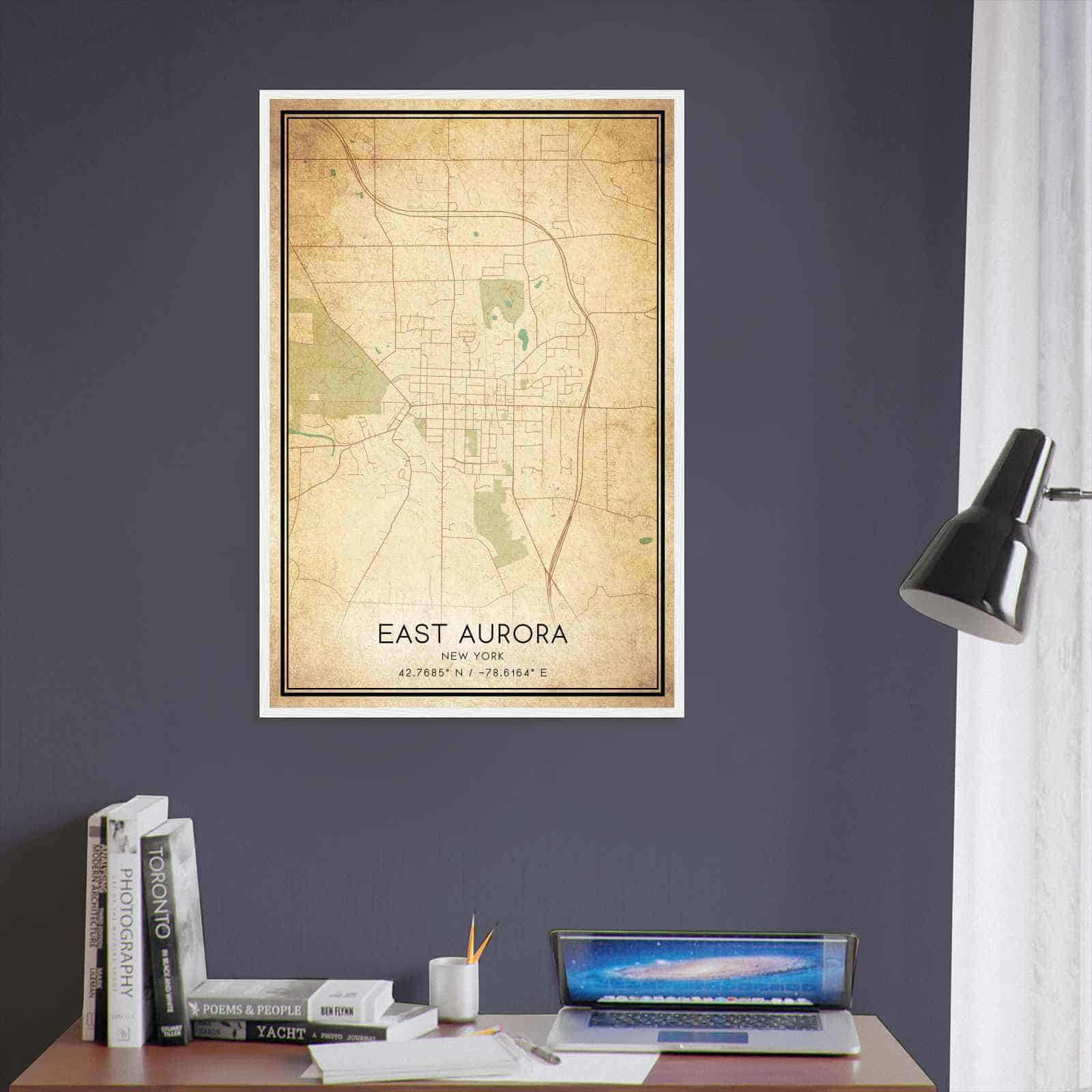 Vintage East Aurora New York Map Poster Modern Home Decor Wall Art 