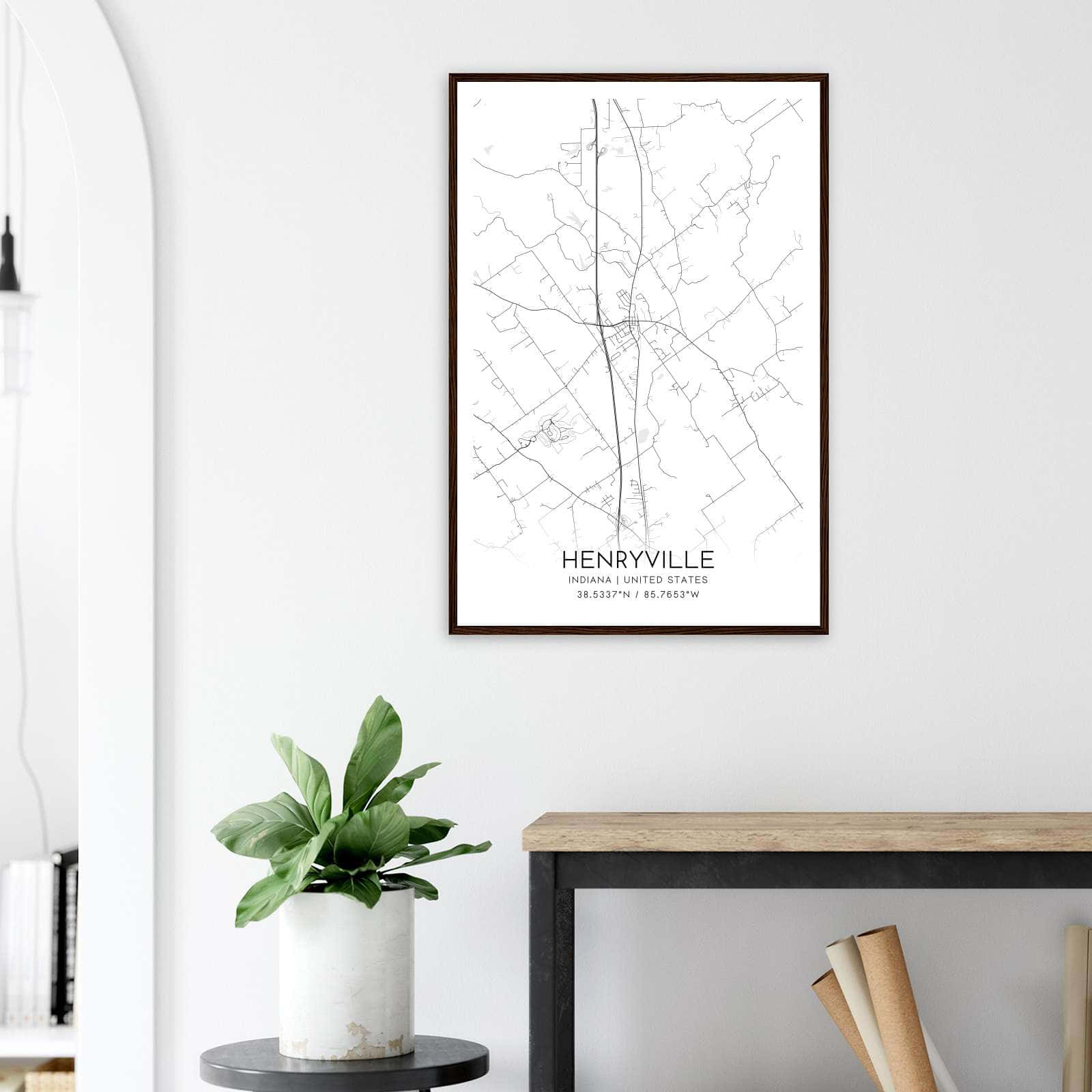 Henryville Indiana Map Poster Modern Home Decor Wall Art Print 