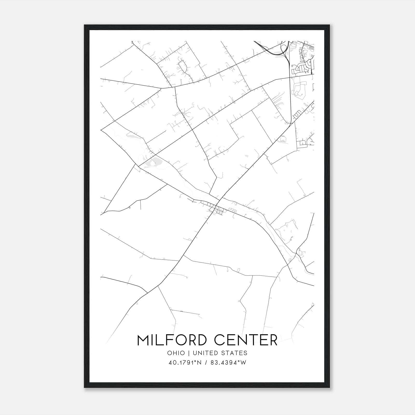 Milford Center Ohio Map Poster Modern Home Decor Wall Art Print 