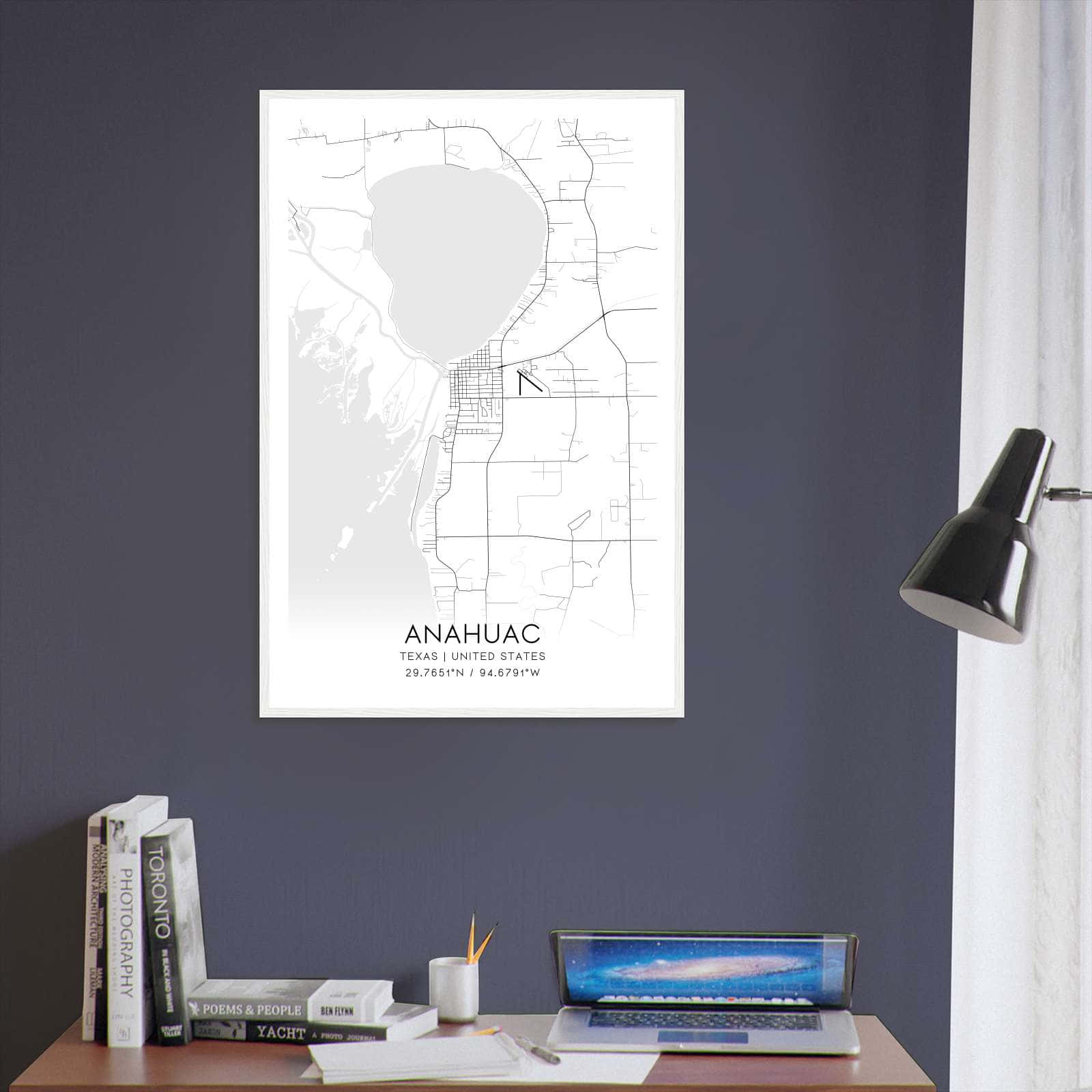 Anahuac Texas Map Poster Modern Home Decor Wall Art Print Custom 