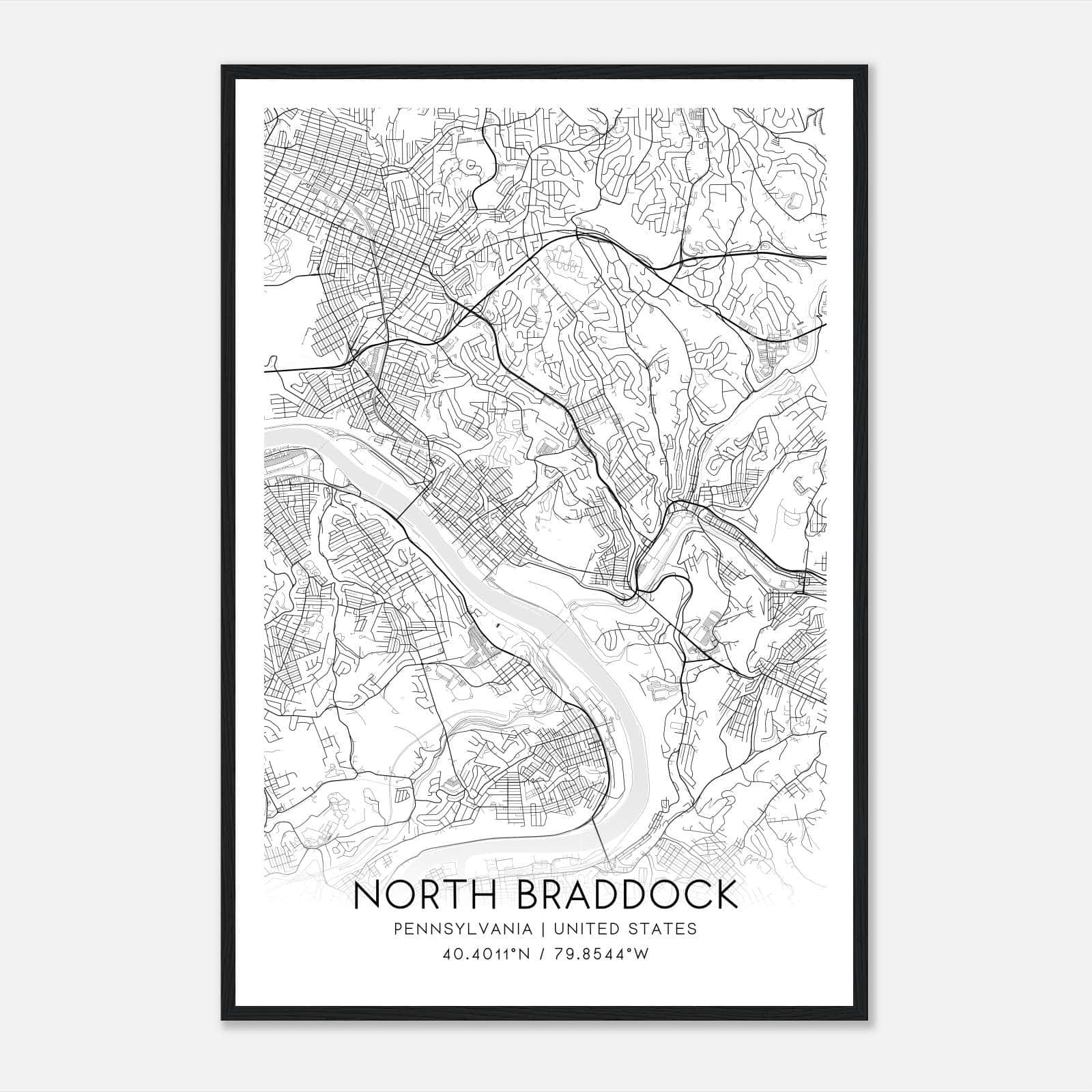 North Braddock Map Poster Modern Home Decor Wall Art 