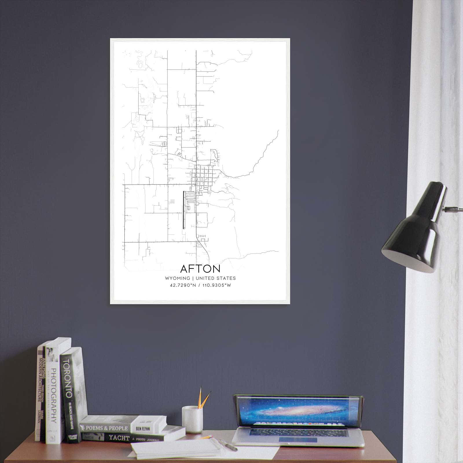 Afton Wyoming Map Poster Modern Home Decor Wall Art Print Custom 