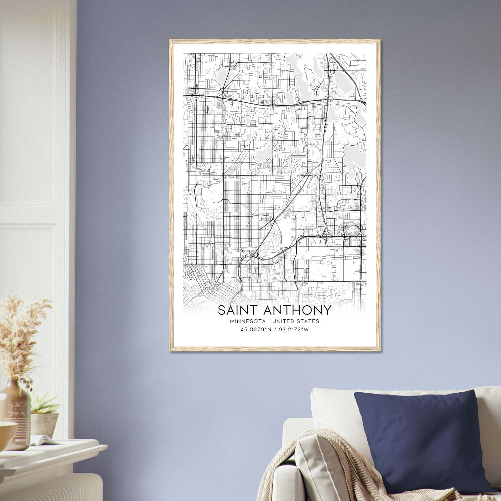 Saint Anthony Minnesota Map Poster Modern Home Decor Wall Art Print 