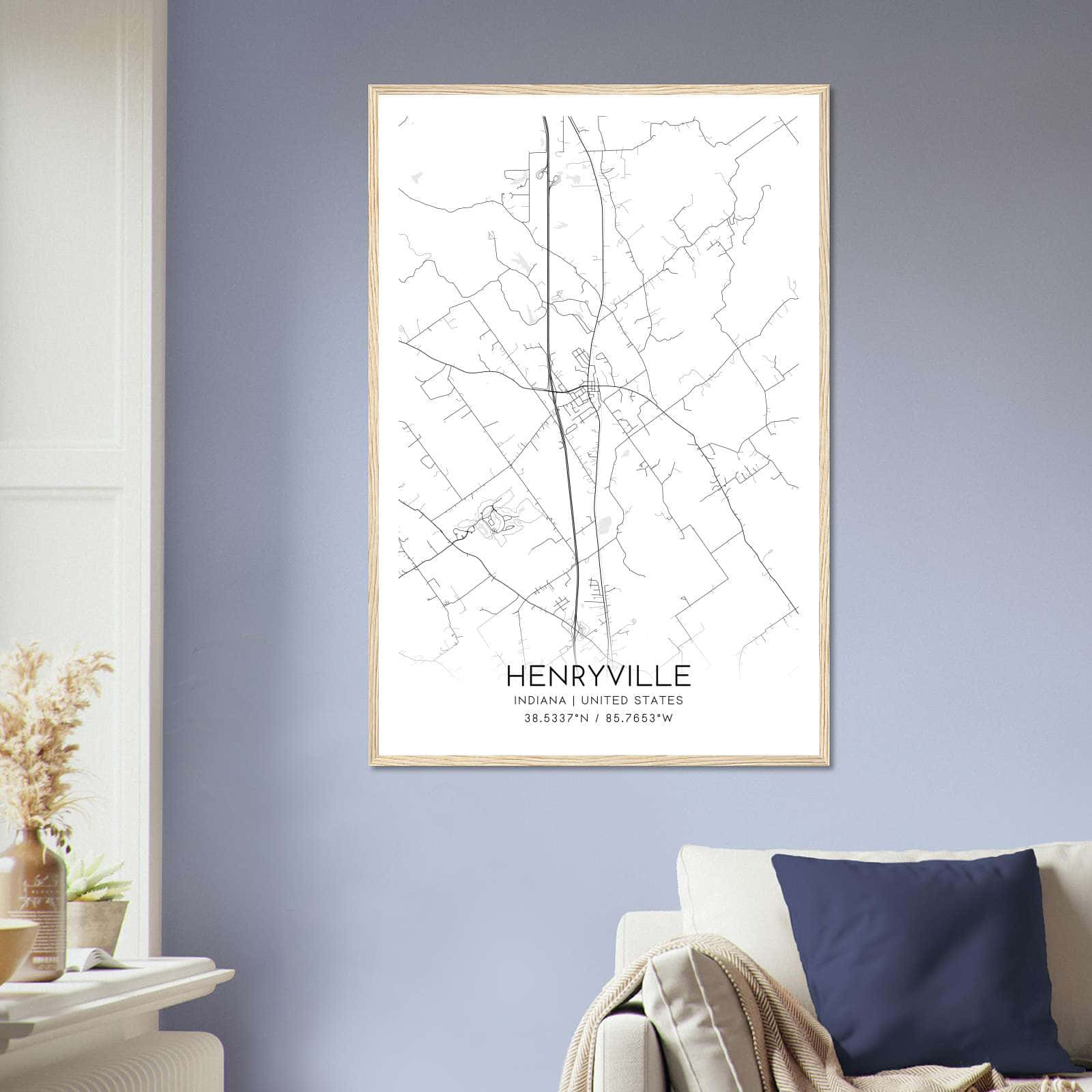 Henryville Indiana Map Poster Modern Home Decor Wall Art Print 