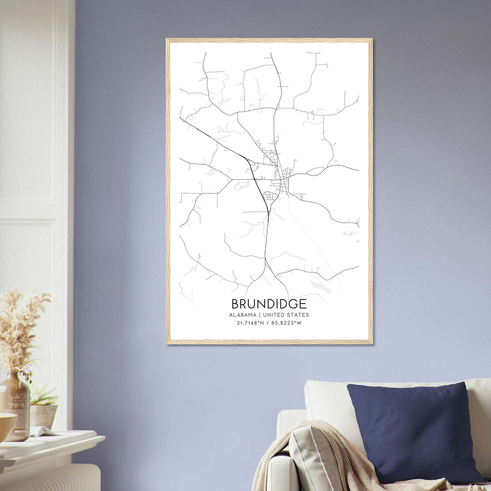 Brundidge Alabama Map Poster Modern Home Decor Wall Art Print Custom.
