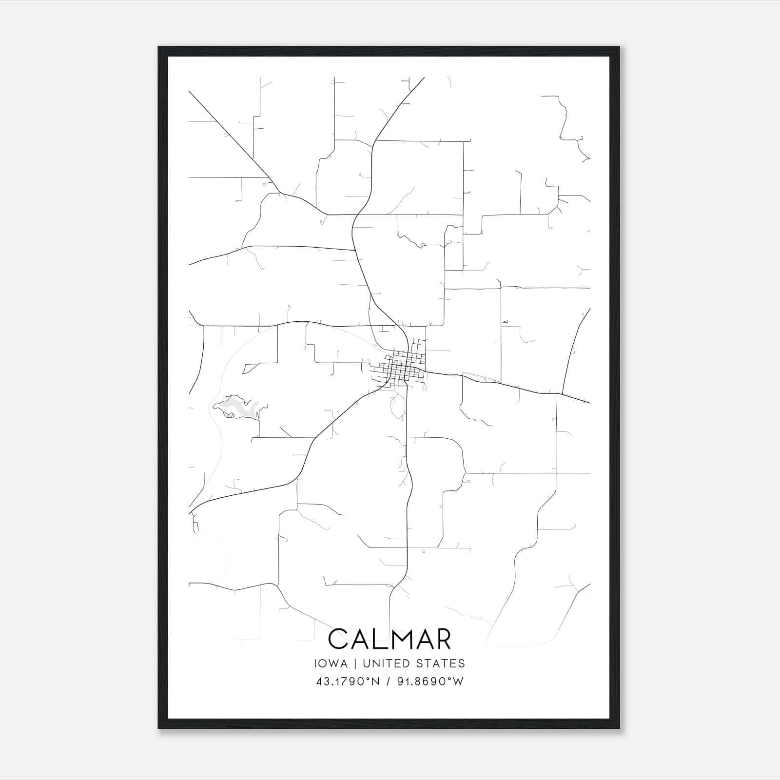 Calmar Iowa Map Poster Modern Home Decor Wall Art Print Custom Maps 