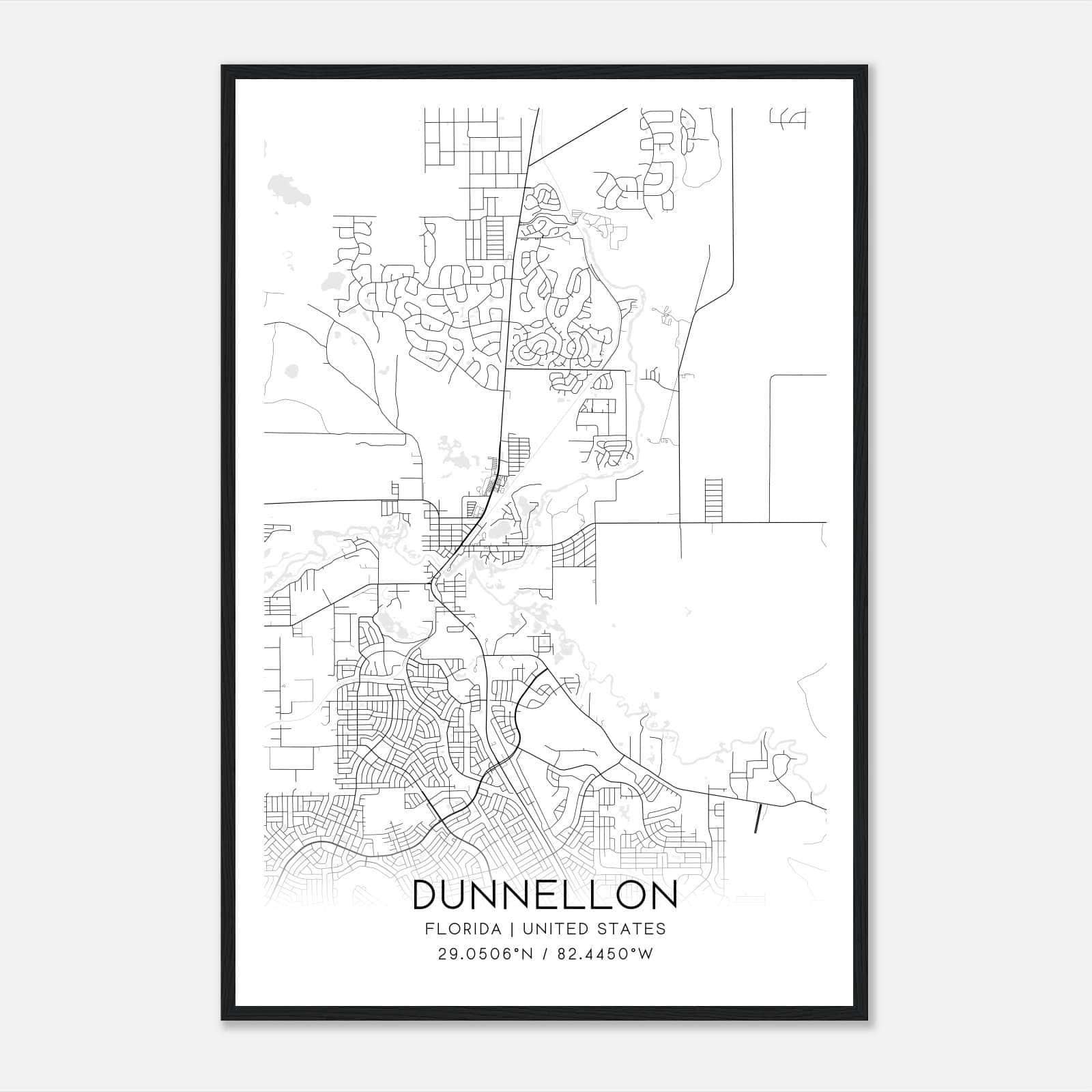 Dunnellon Florida Map Poster Modern Home Decor Wall Art Print Custom 