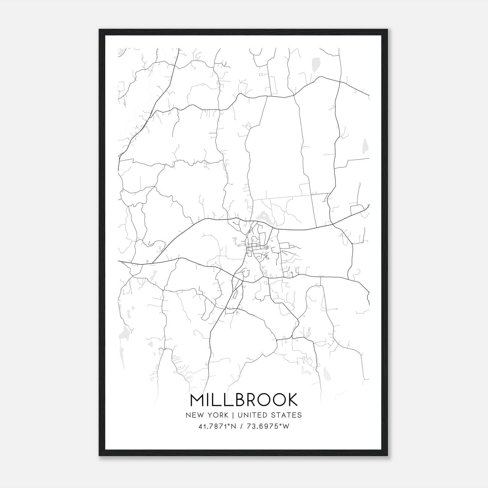 Millbrook New York Map Poster Modern Home Decor Wall Art Print 